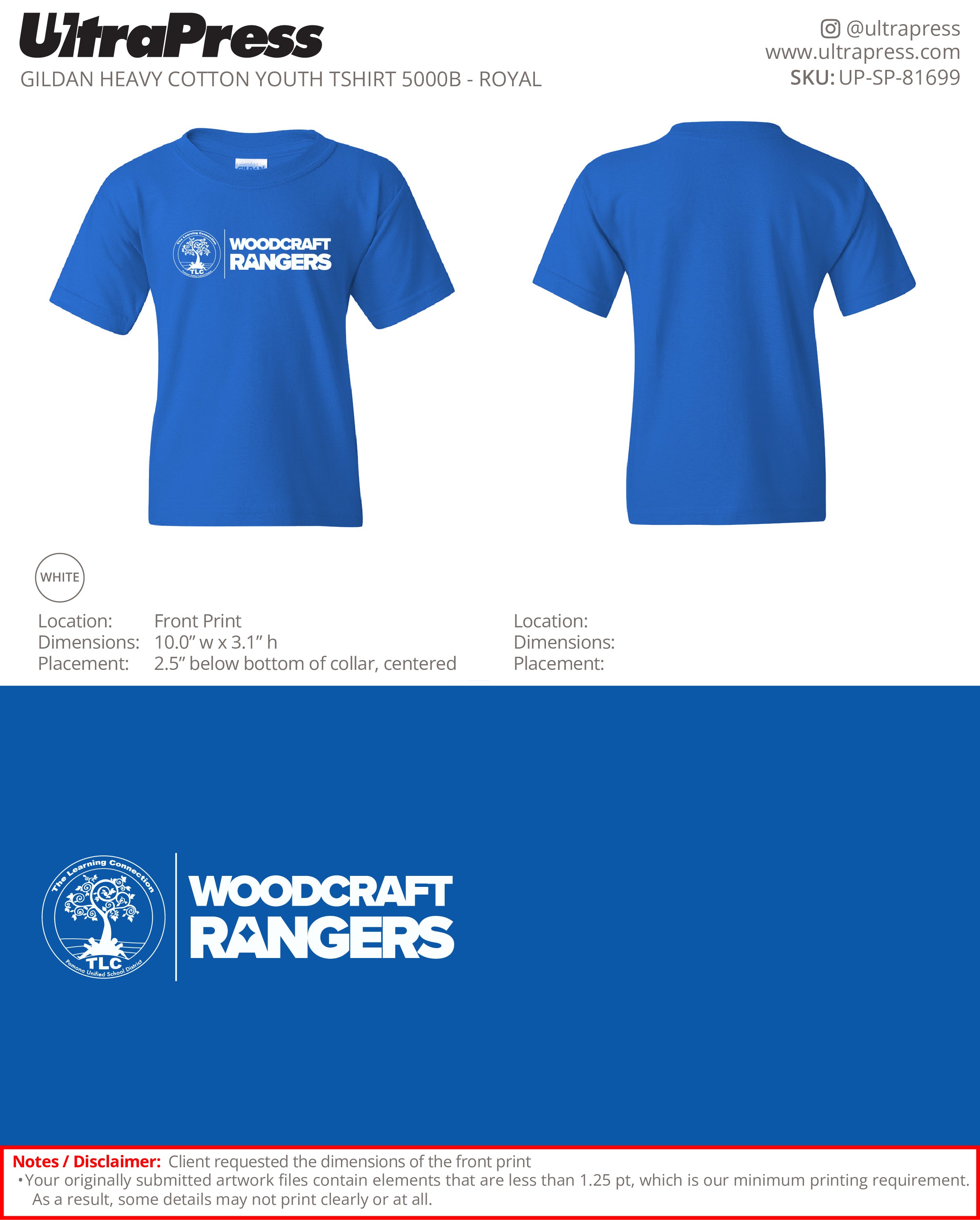 UP-SP-81699 TLC x Woodcraft Rangers - Israel Serna 100 Min Qty (Bulk)