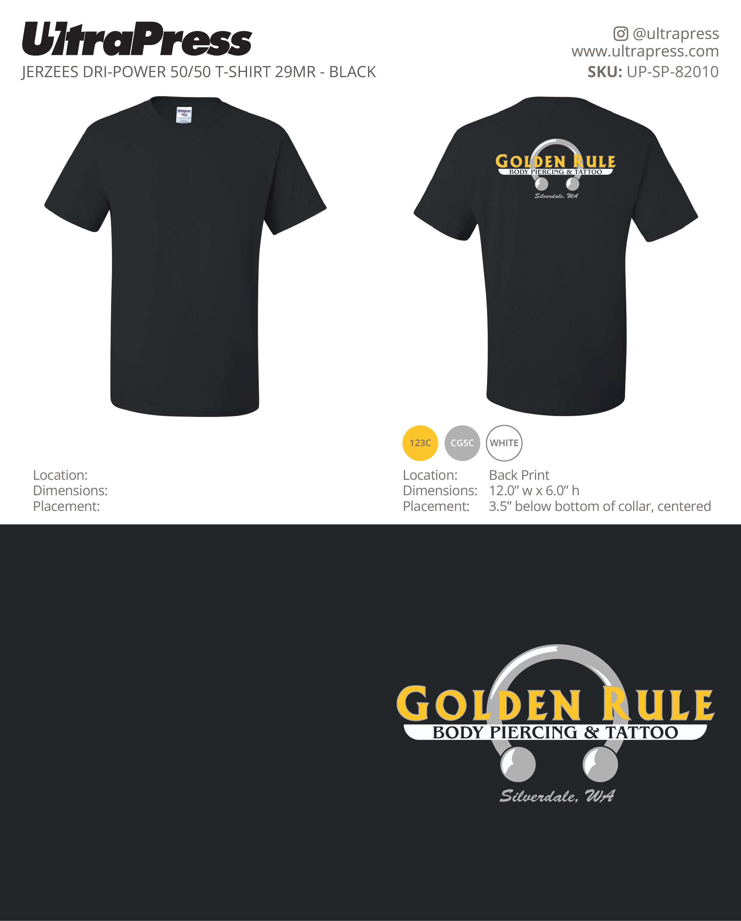 UP-SP-82010 Golden Rule Body Piercing & Tattoo - Aaron T Dameron 100 Min Qty (Bulk)