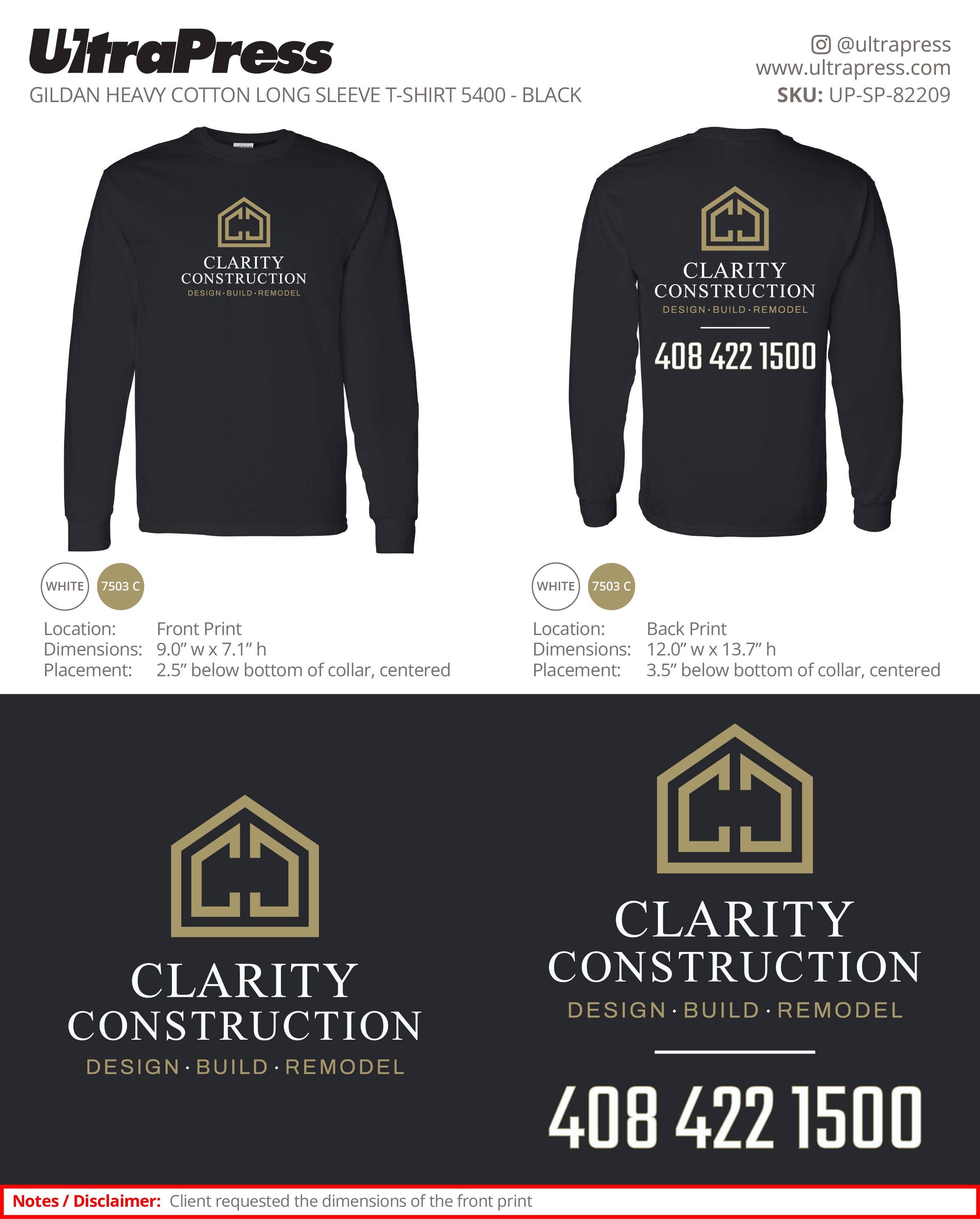 UP-SP-82209 Clarity Construction Long Sleeves - Daniel Cassorla - 50 Min Qty - Package Deal (Bulk)