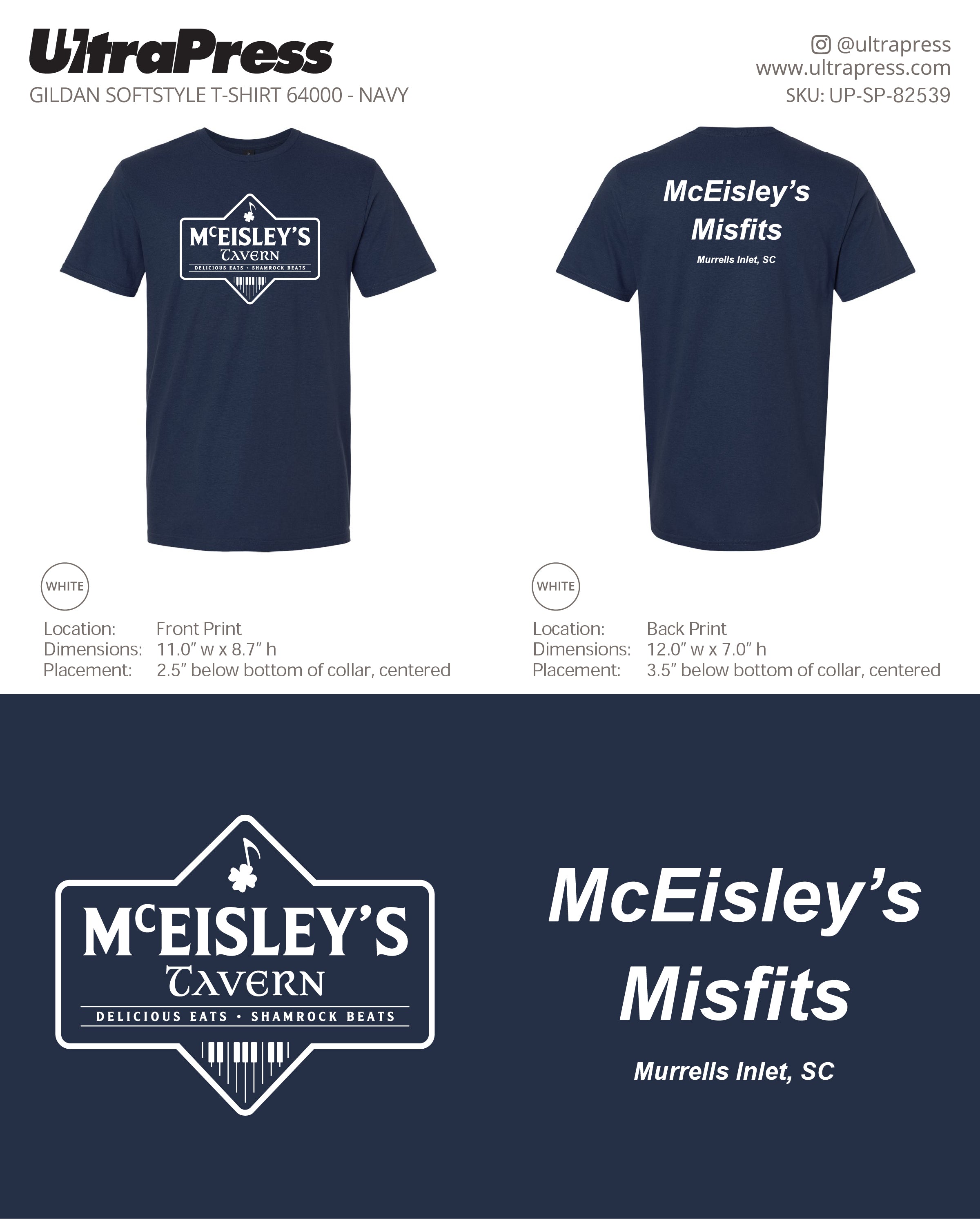 UP-SP-82539 Mceisley's Tavern Adult TShirt - Donna Collins 100 Pieces Package Deal (Bulk)