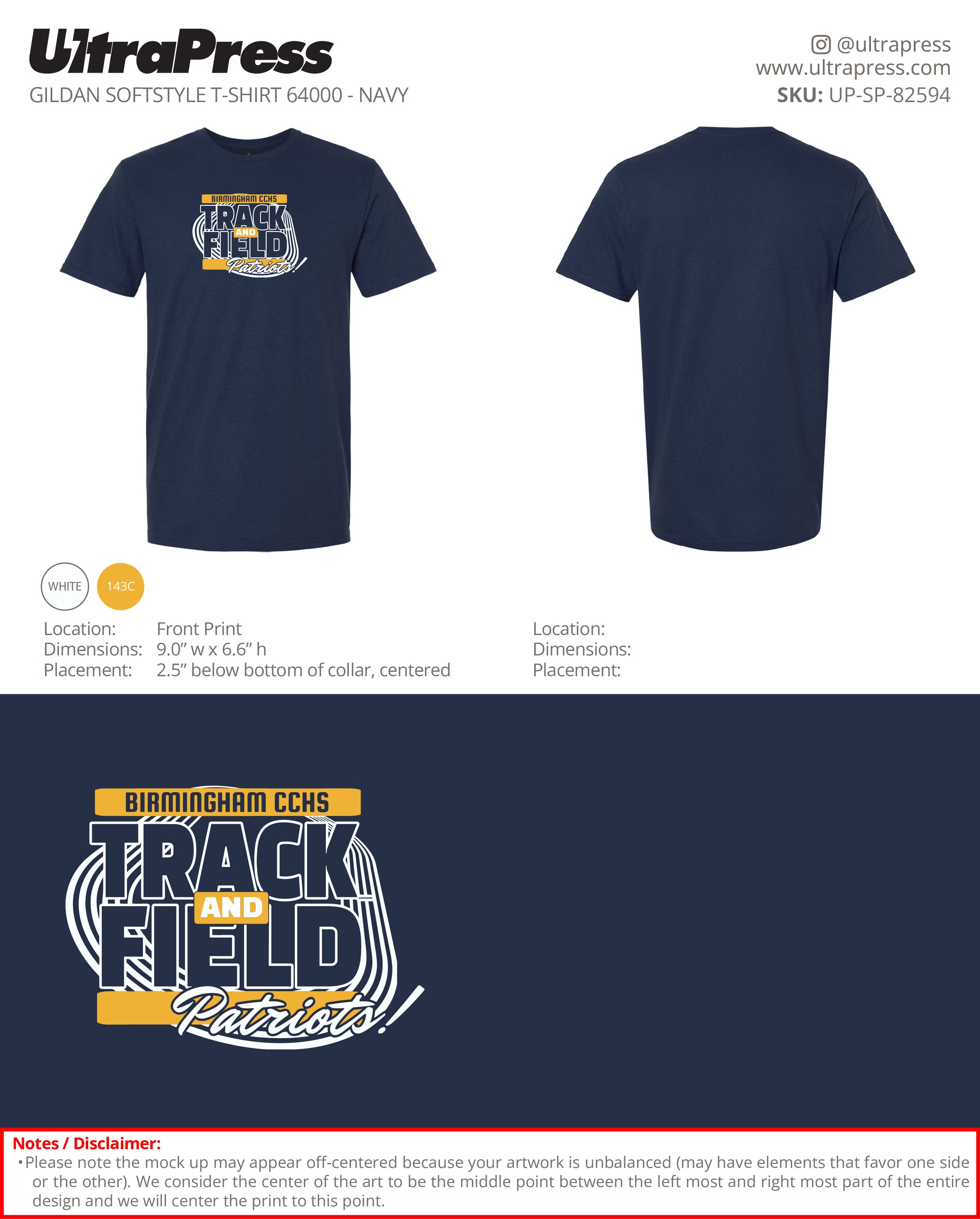 UP-SP-82594 Birmingham CCHS Track and Field Patriots - Fernando Fernandez 100 Min Qty (Bulk)