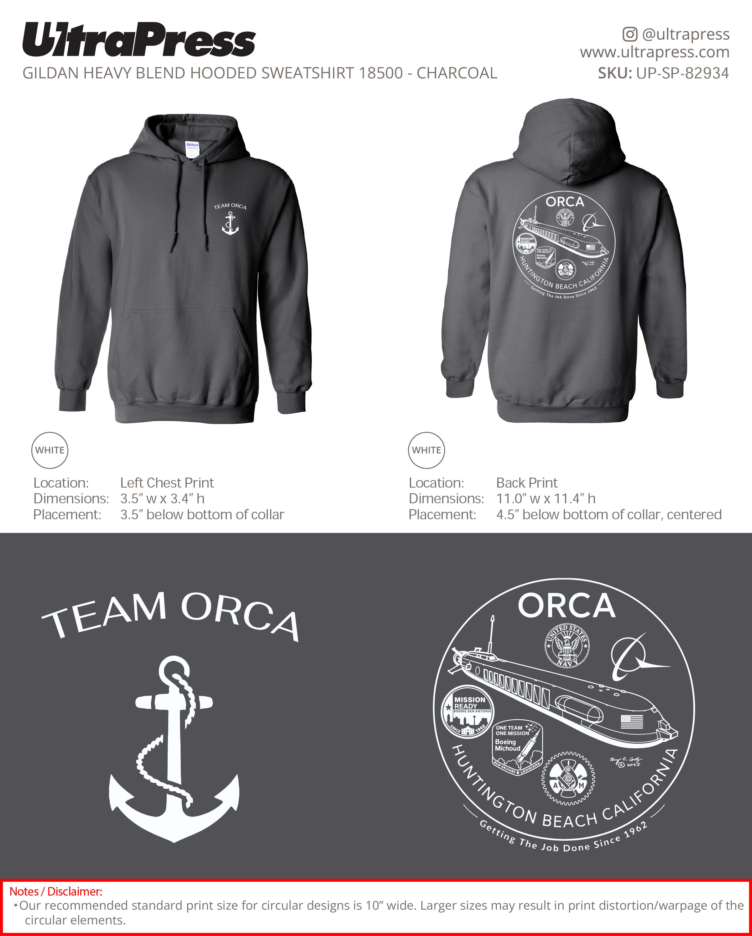 UP-SP-82934 Team Orca - Steve P (Hoodies) 50 Min Qty (Bulk)