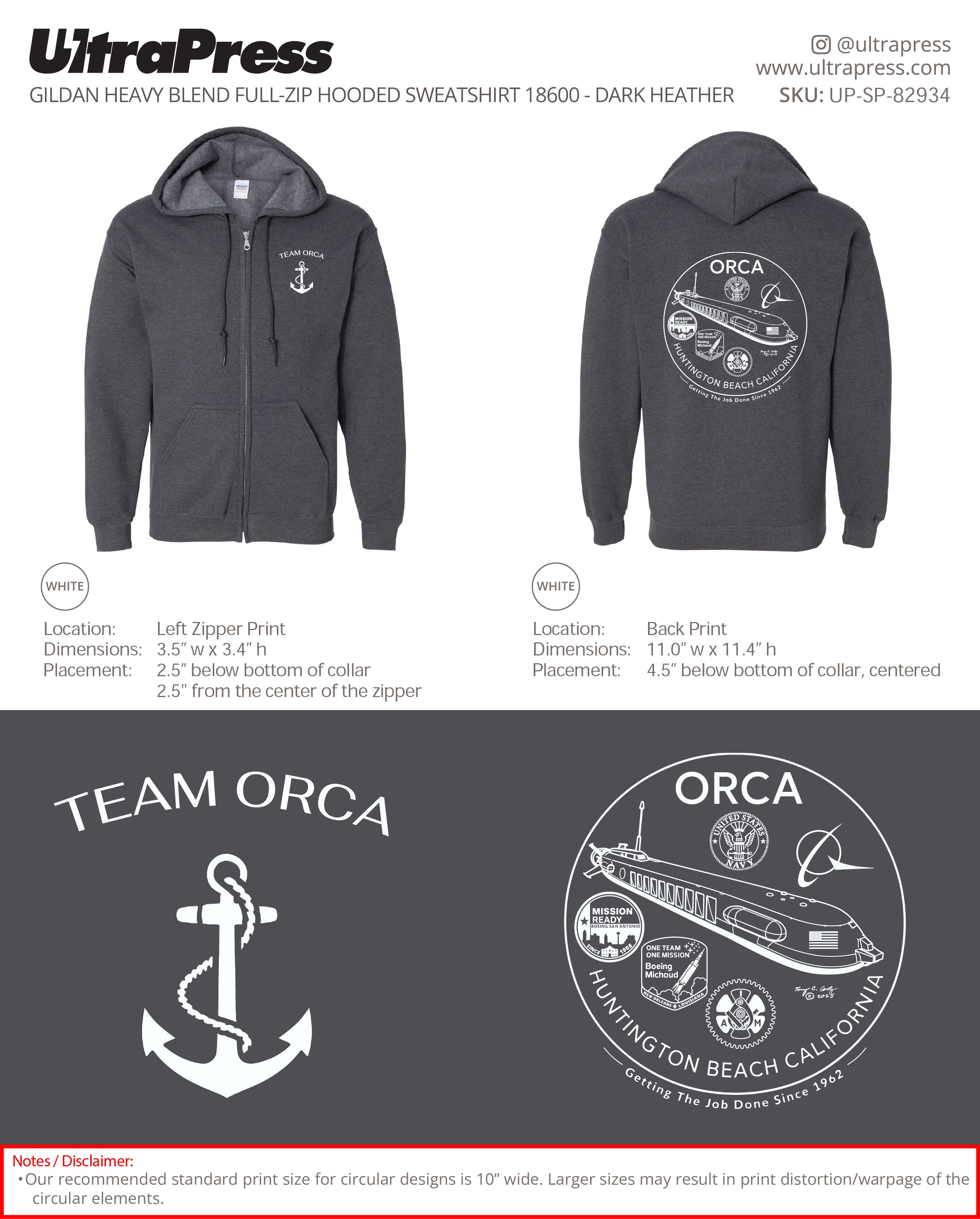 UP-SP-82934 Team Orca - Steve P (Hoodies) 50 Min Qty (Bulk)