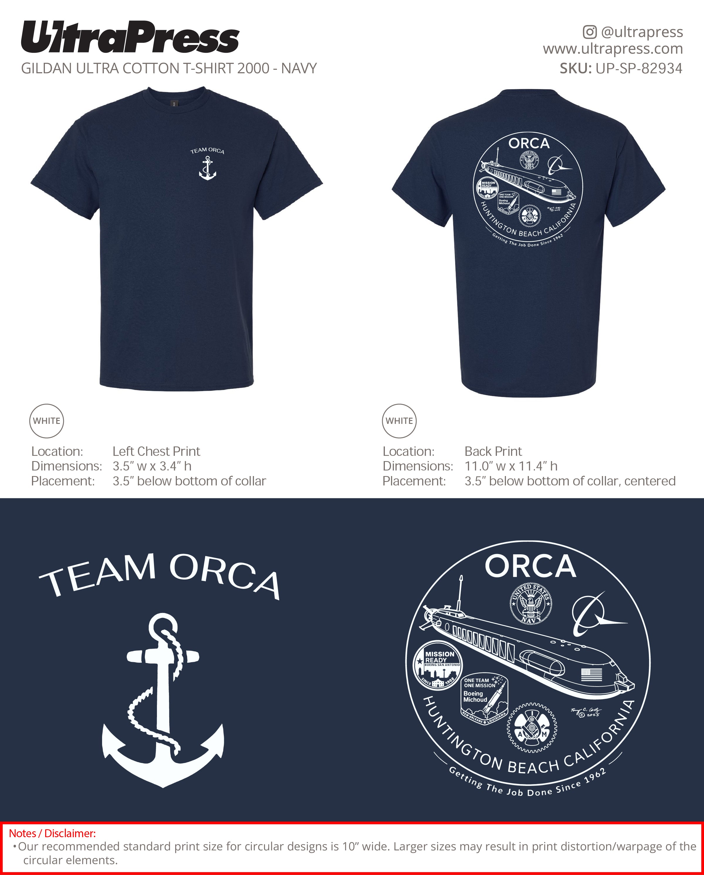 UP-SP-82934 Team Orca - Steve P (Short Sleeve T-Shirts) 100 Min Qty (Bulk)
