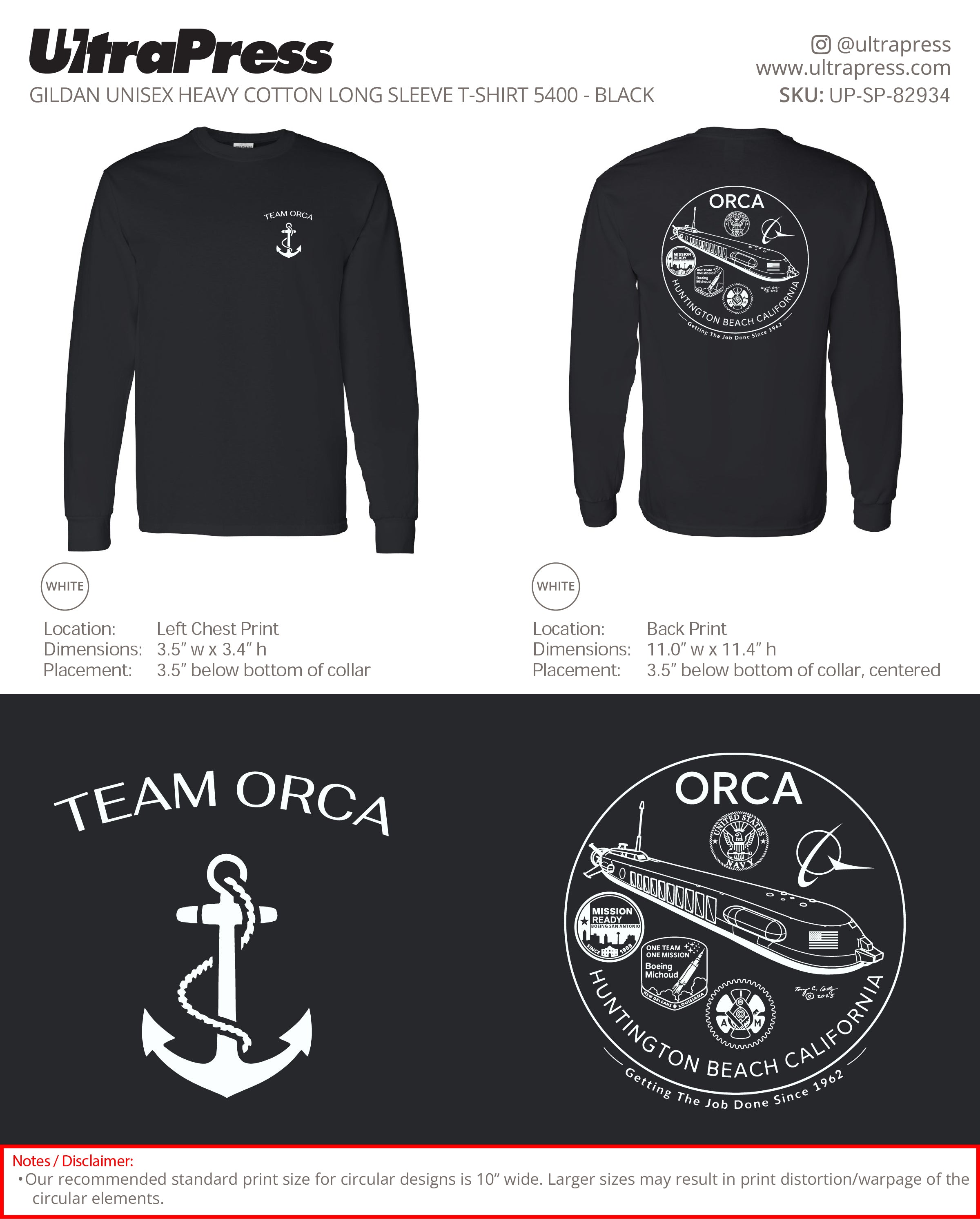 UP-SP-82934 Team Orca - Steve P (Long Sleeve) 50 Min Qty (Bulk)