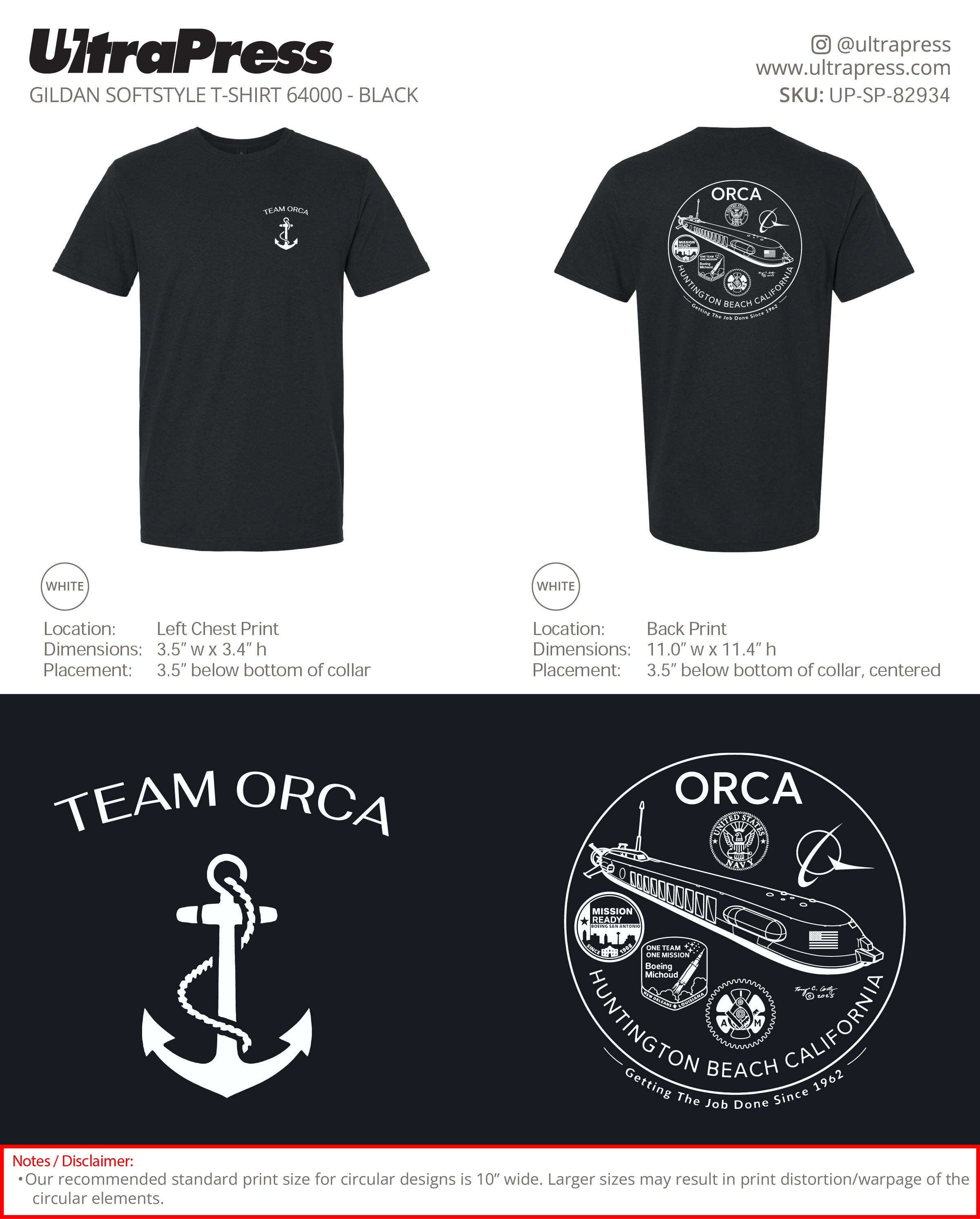 UP-SP-82934 Team Orca - Steve P (Short Sleeve T-Shirts) 100 Min Qty (Bulk)