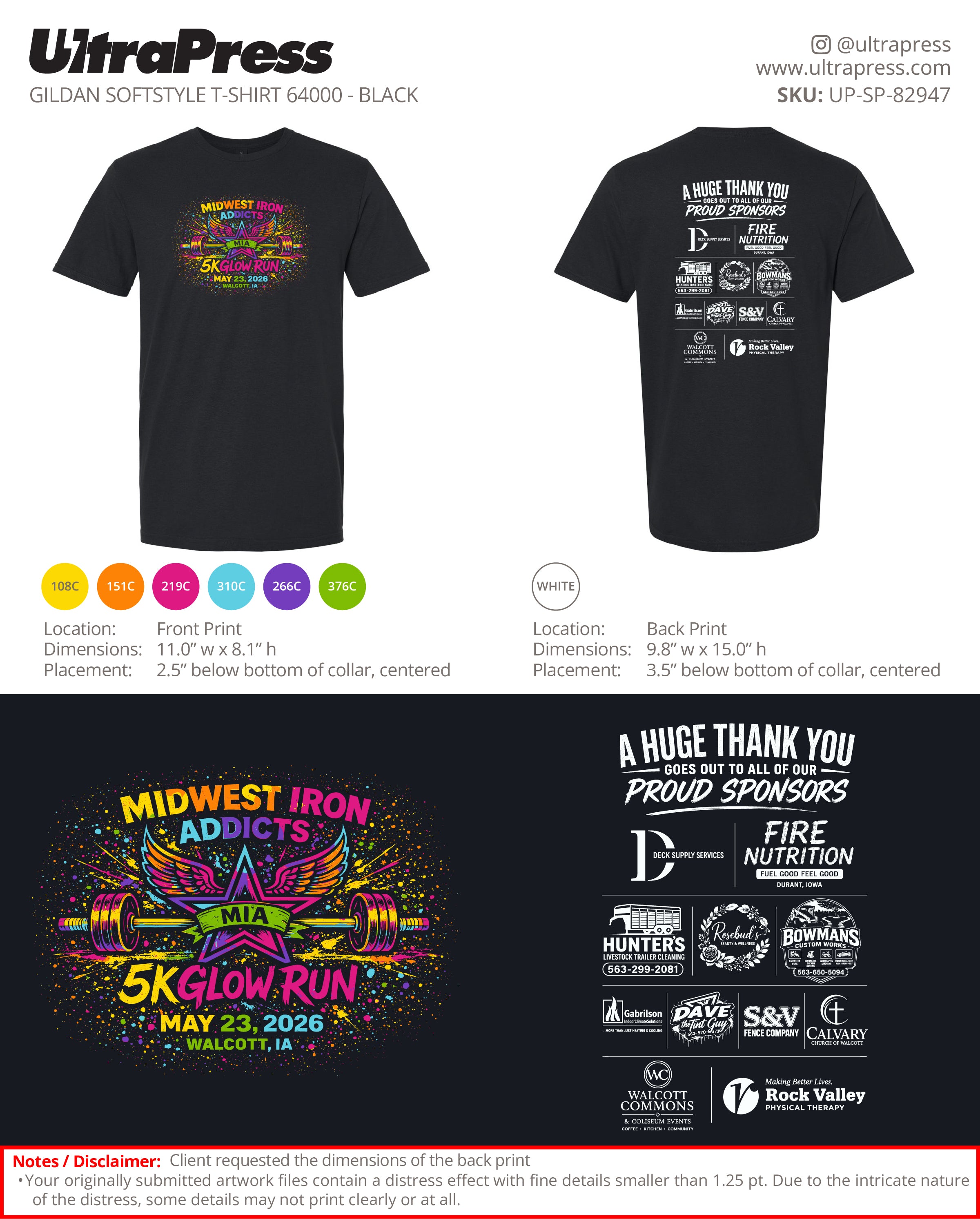 UP-SP-82947 Midwest Iron Addicts 5K Glow Run 2026 - Midwest Iron Addicts Gym 100 Pieces Package Deal (Bulk)