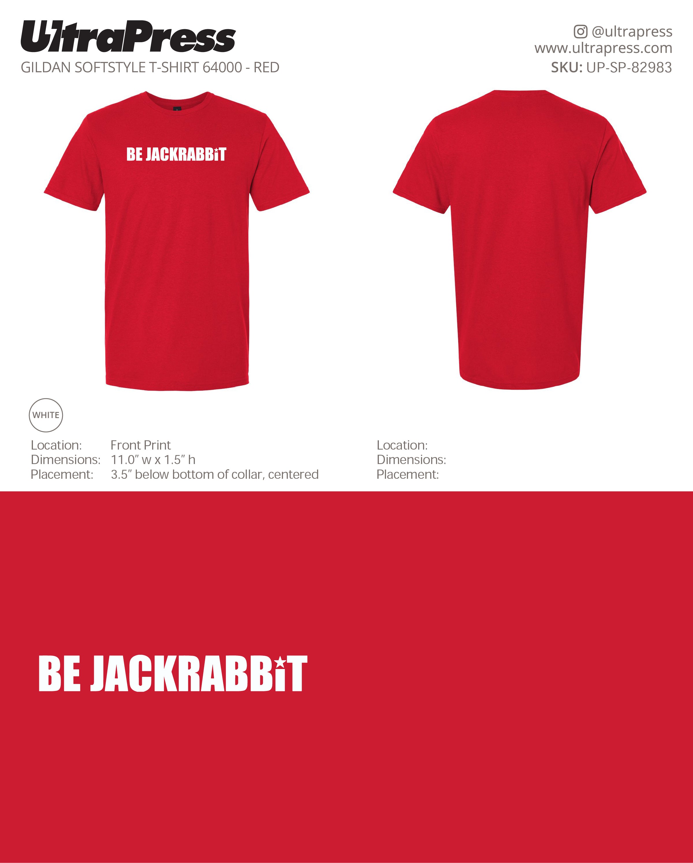 UP-SP-82983 Be Jackrabbit (Adult Tees) - Andre Al-Ghani 100 Min Qty (Bulk)