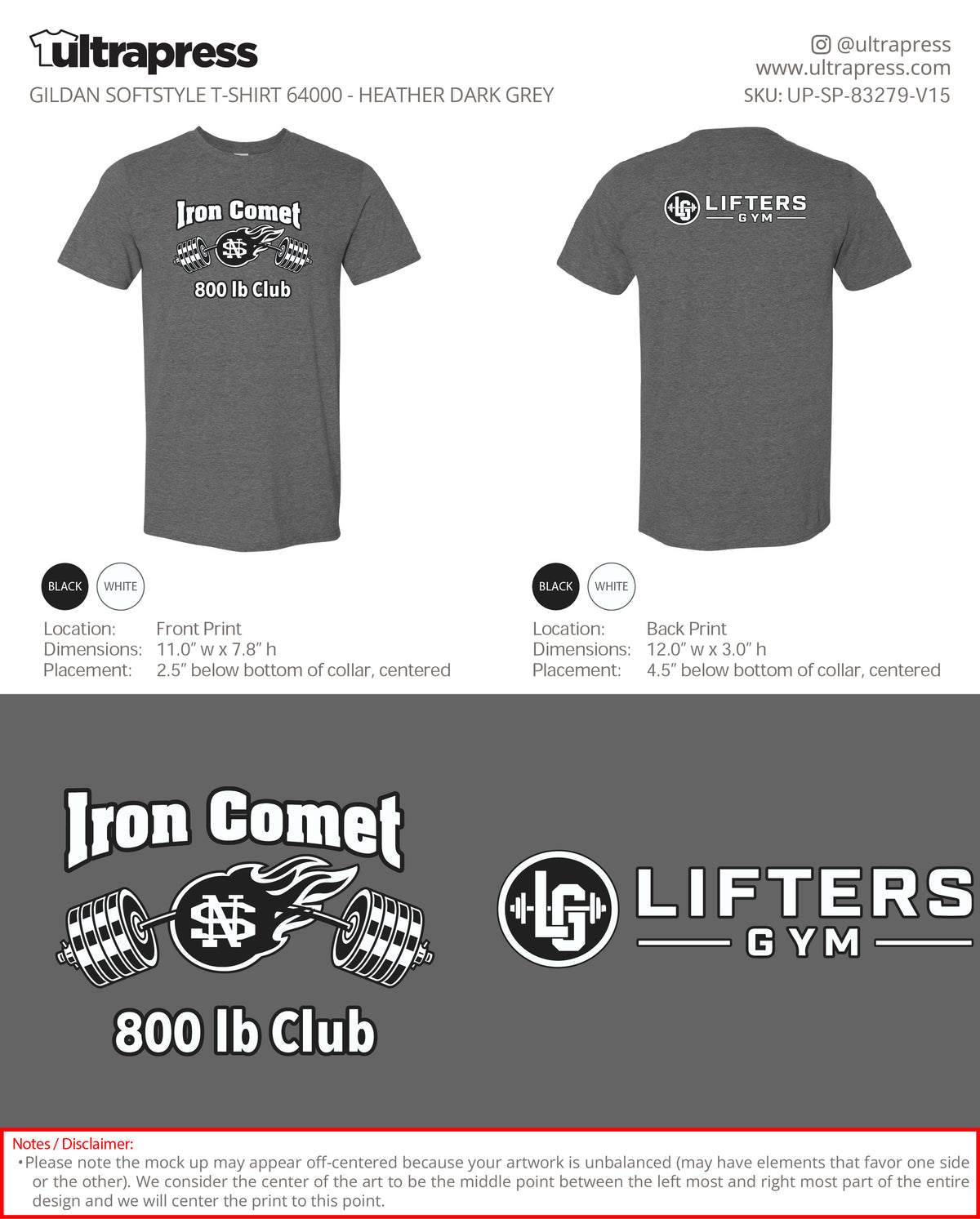UP-SP-83279 Lifters Gym Iron Comet - CHAD TAYLOR - 100 Min Qty - Package Deal (Bulk)