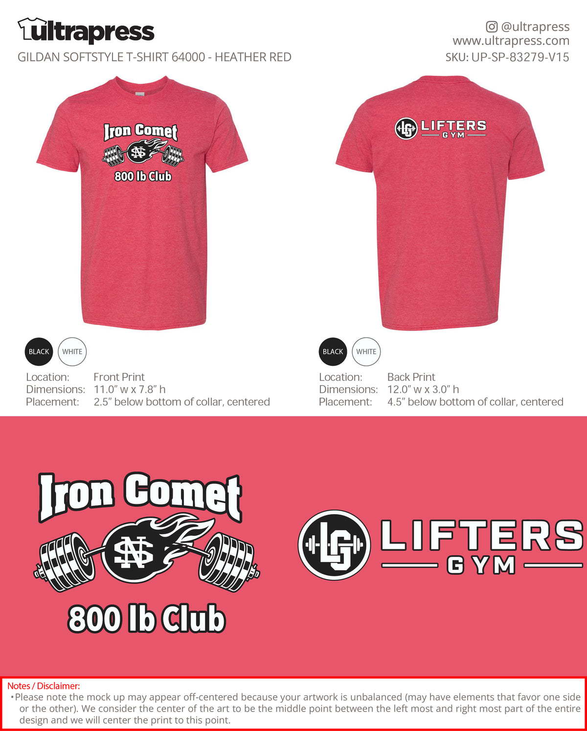 UP-SP-83279 Lifters Gym Iron Comet - CHAD TAYLOR - 100 Min Qty - Package Deal (Bulk)