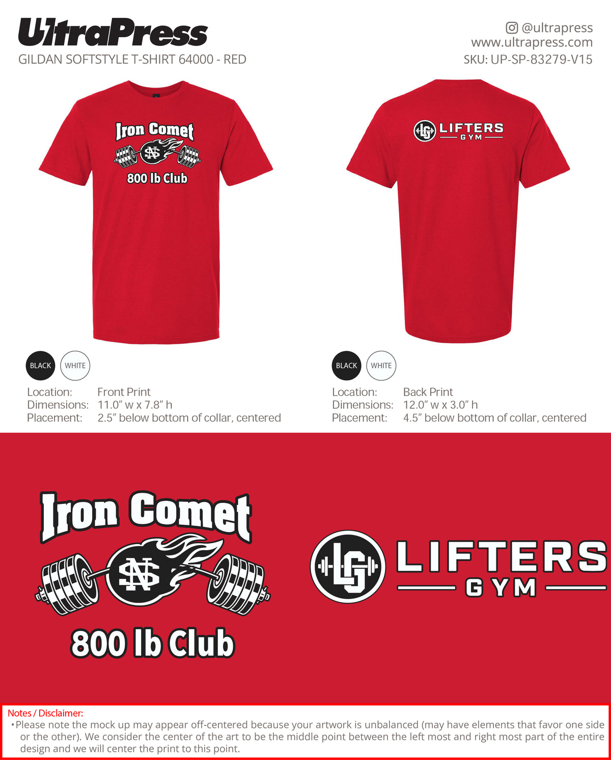 UP-SP-83279 Lifters Gym Iron Comet - CHAD TAYLOR - 100 Min Qty - Package Deal (Bulk)