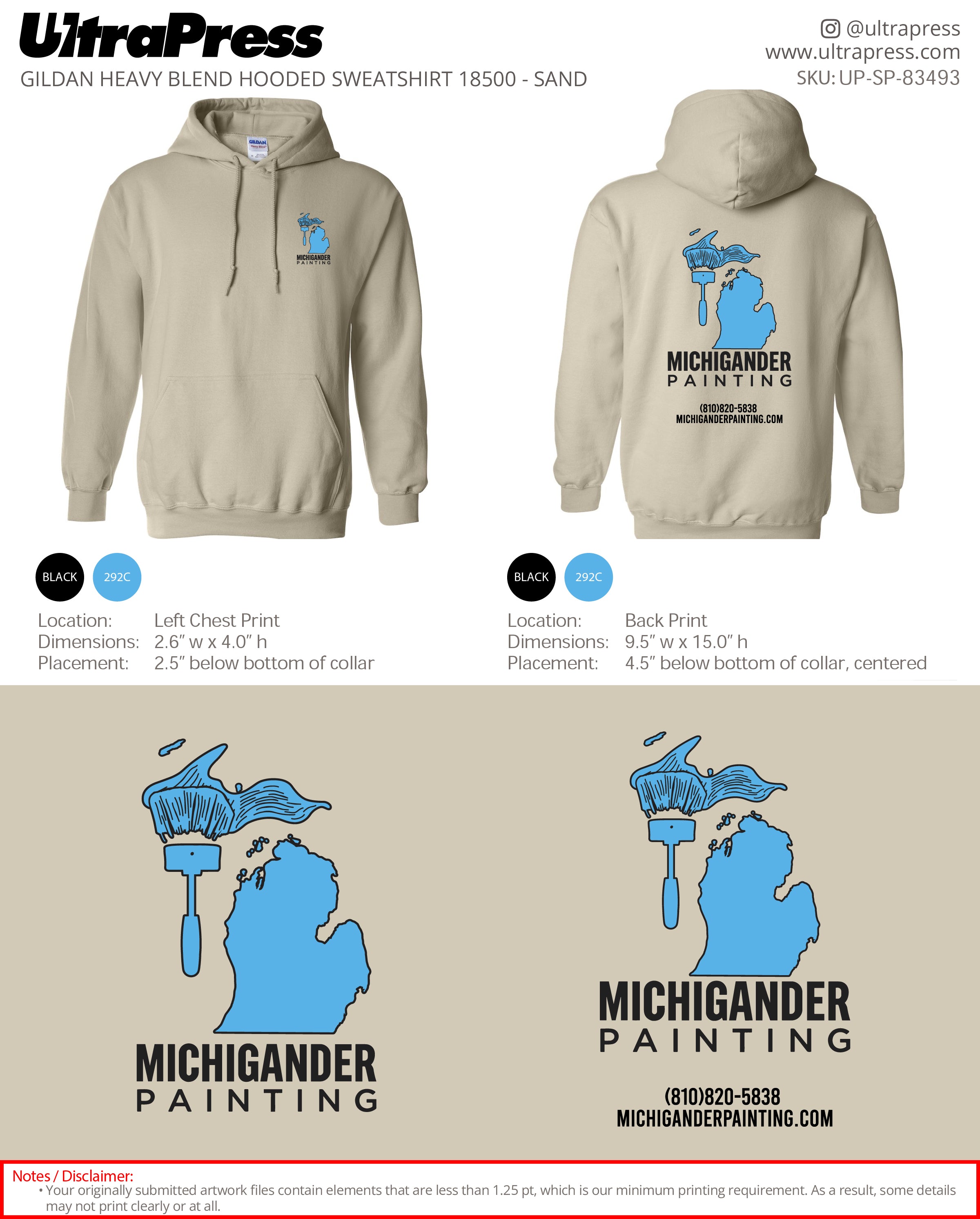 UP-SP-83493 Michigander Hoodies - Justin VanBuskirk- 15 Min Qty (Bulk)