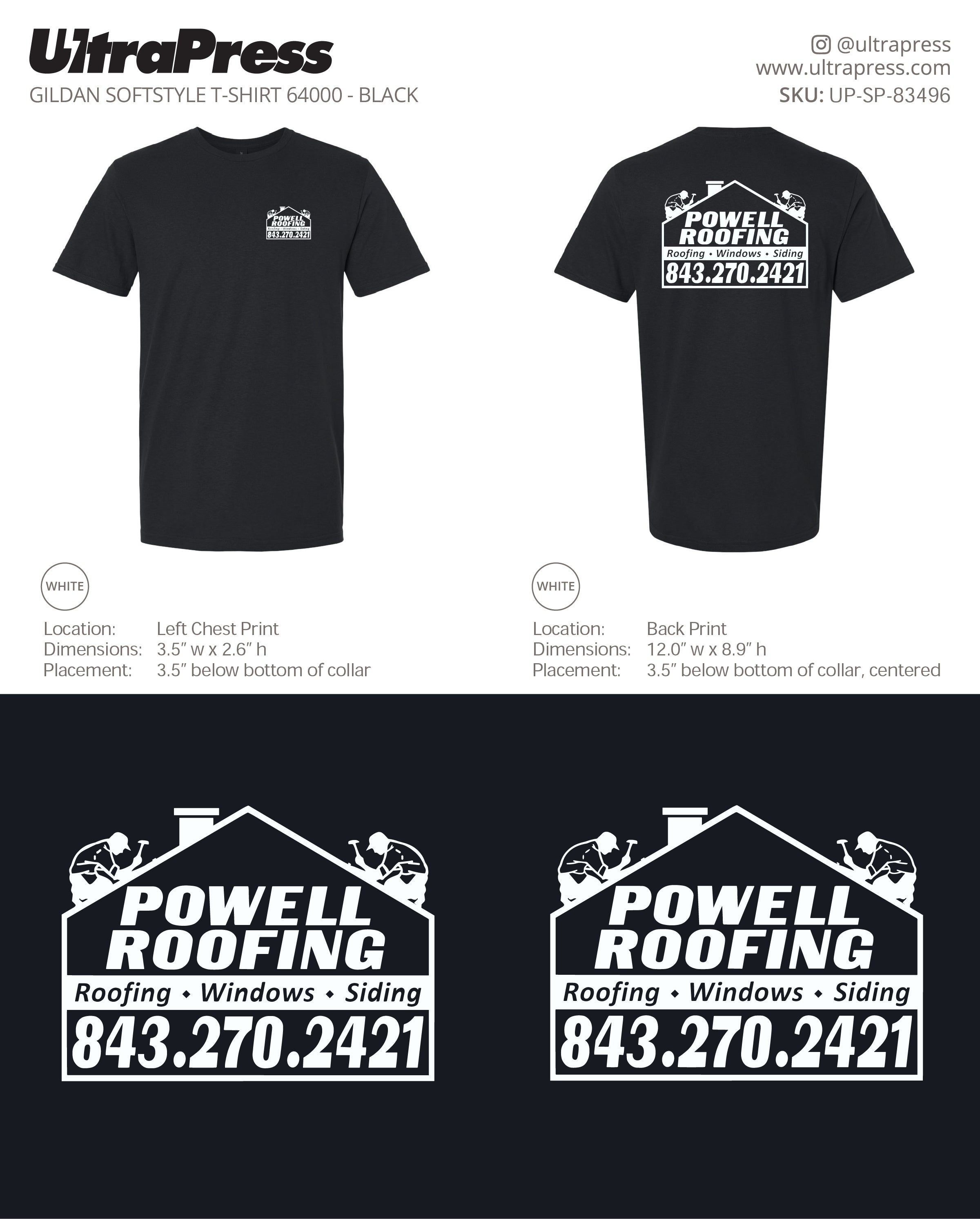 UP-SP-83496 Powell Roofing (Front and Back Print) - James Powell 100 Min Qty (Bulk)