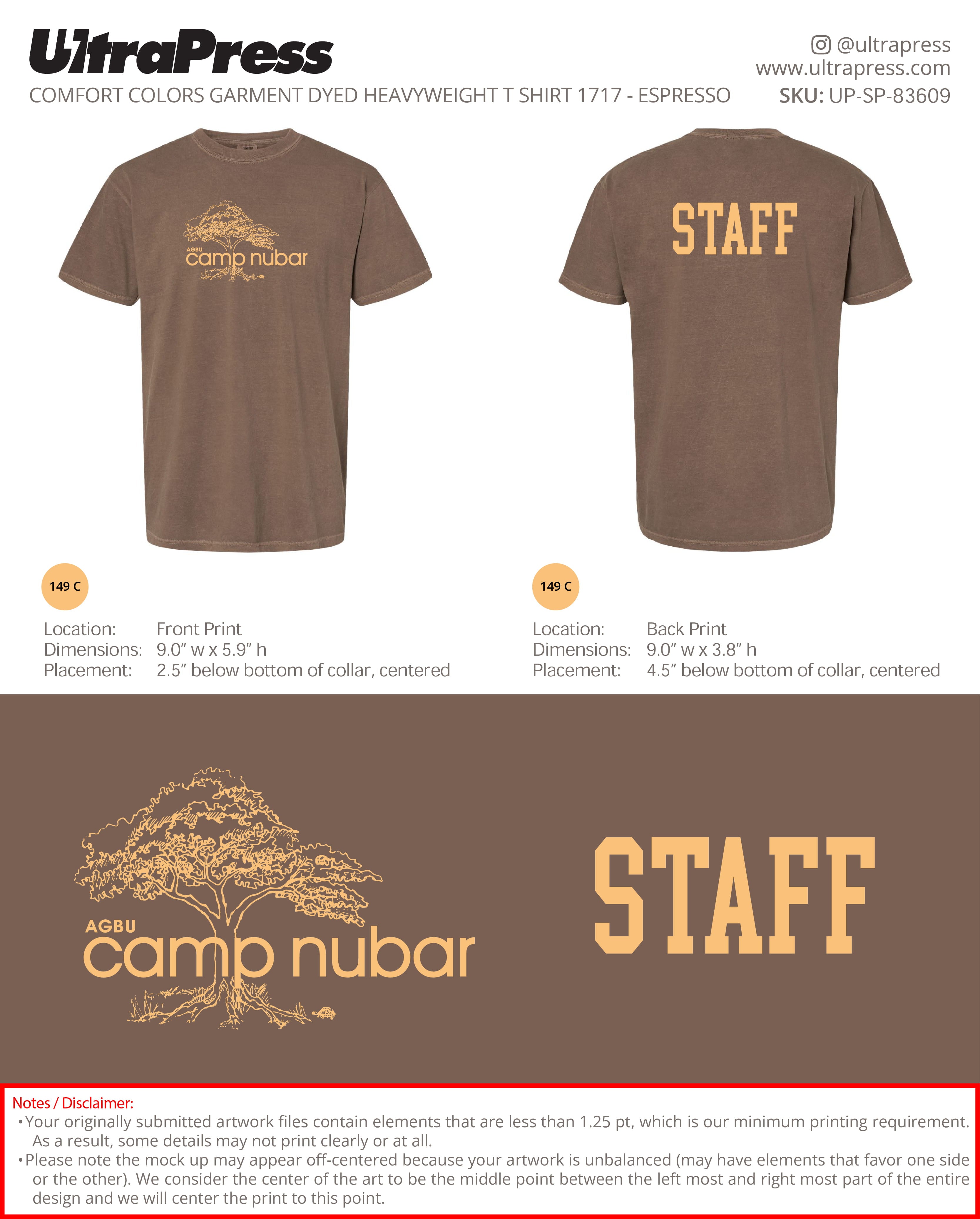 UP-SP-83609 Camp Nubar 2026 Staff (Mustard Logo) - Alexis Krolian 100 Min Qty (Bulk)