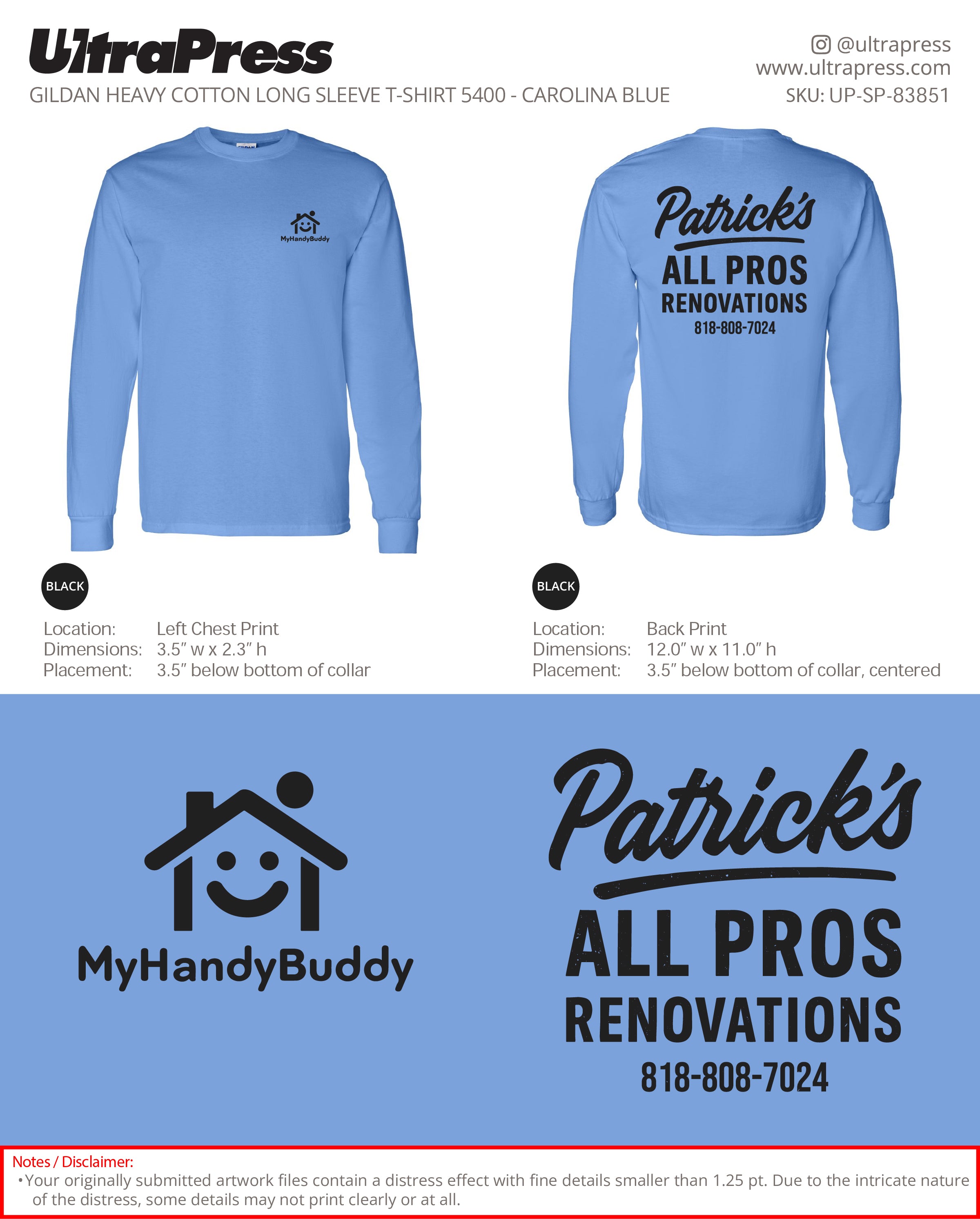 UP-SP-83851 Handy Buddy Long Sleeves - Patrick Lau 50 Min Qty (Bulk)
