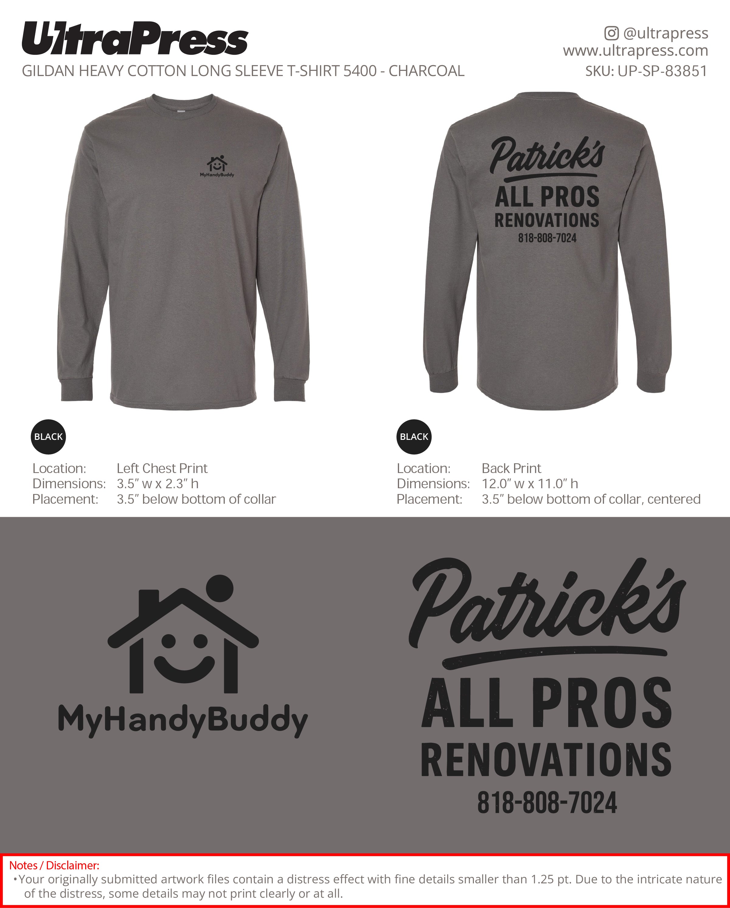 UP-SP-83851 Handy Buddy Long Sleeves - Patrick Lau 50 Min Qty (Bulk)