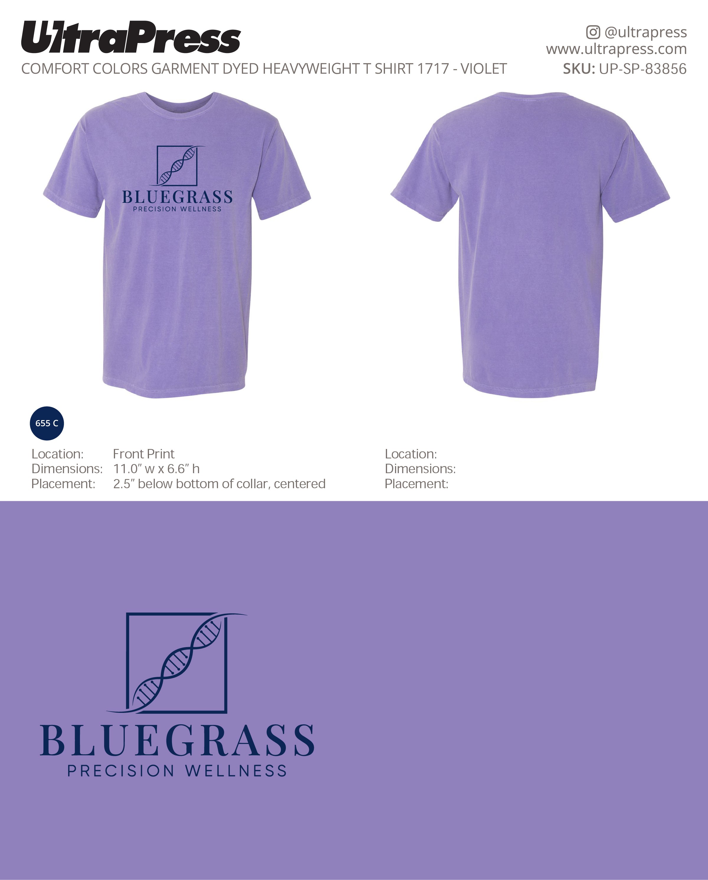 UP-SP-83856 Bluegrass Comfort Colors Shirts - Cassie Koons 24 Min Qty (Bulk)
