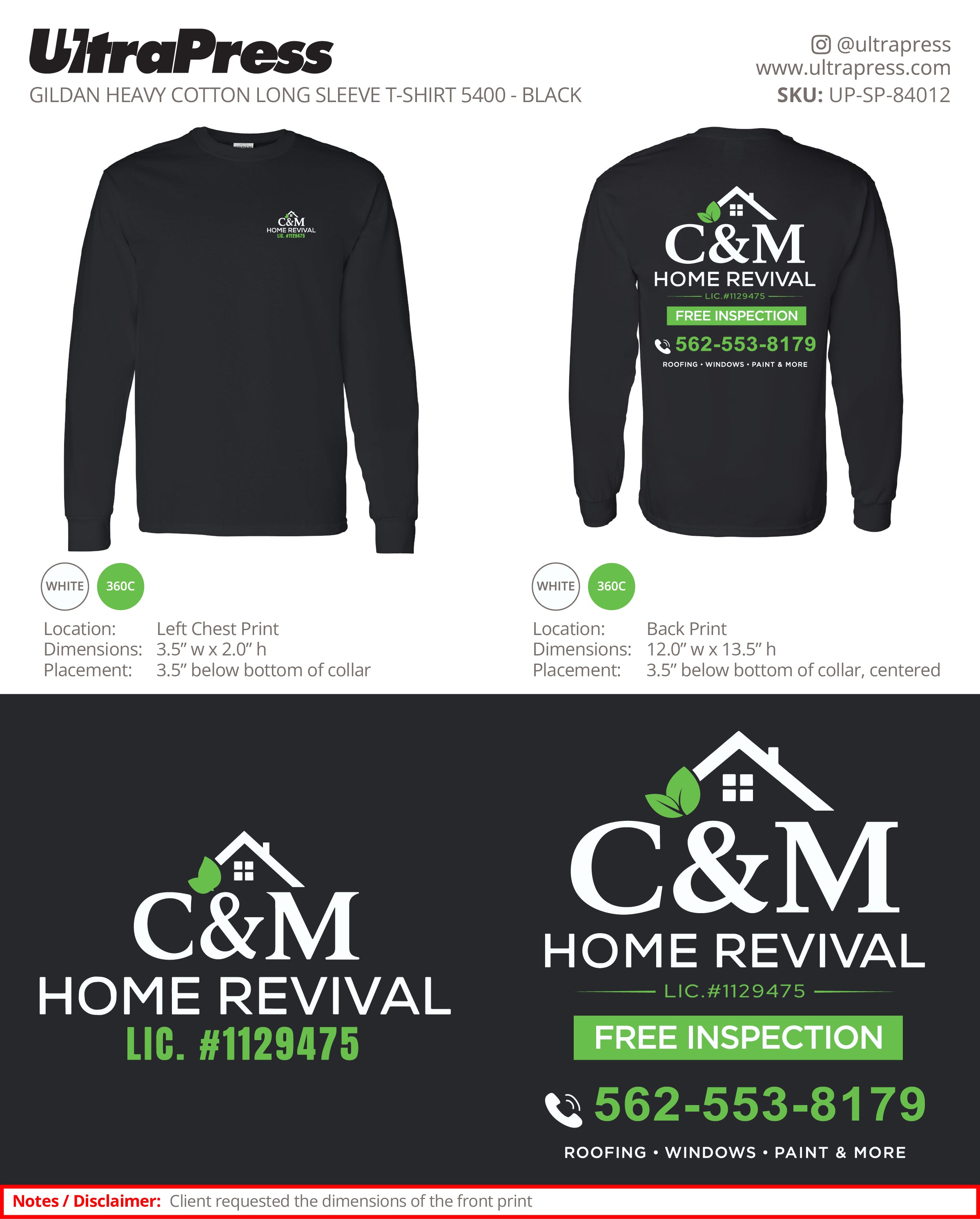 UP-SP-84012 C&M Home Revival (Long Sleeves) - Moody Ibrahim 100 Min Qty (Bulk)