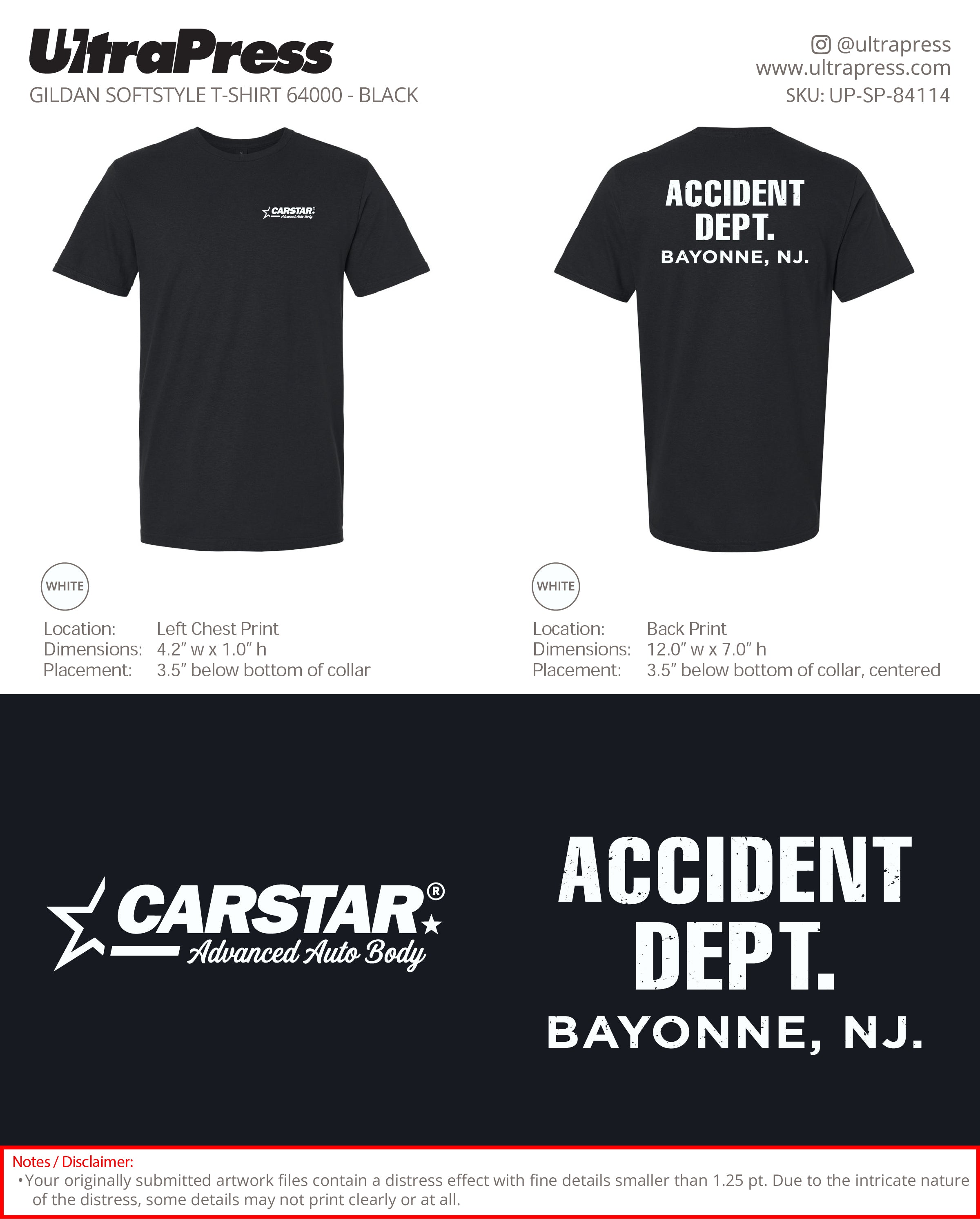 UP-SP-84114 Carstar Accident Dept - Angelo Tranquellino 100 Min Qty (Bulk)