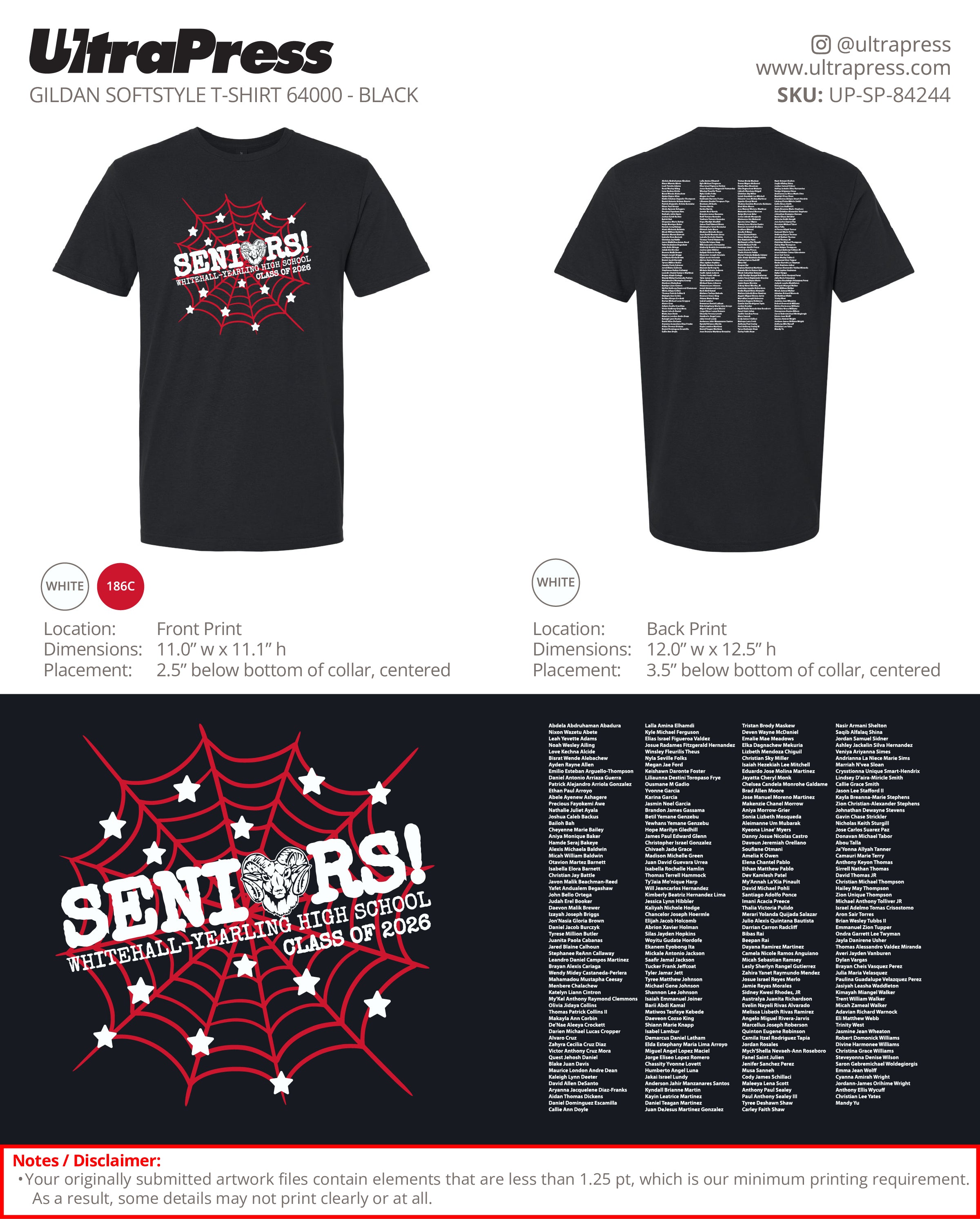 UP-SP-84244 Seniors Whitehall-Yearling High School Class of 2026 - Heather Sotak 100 Pieces Package Deal (Bulk)