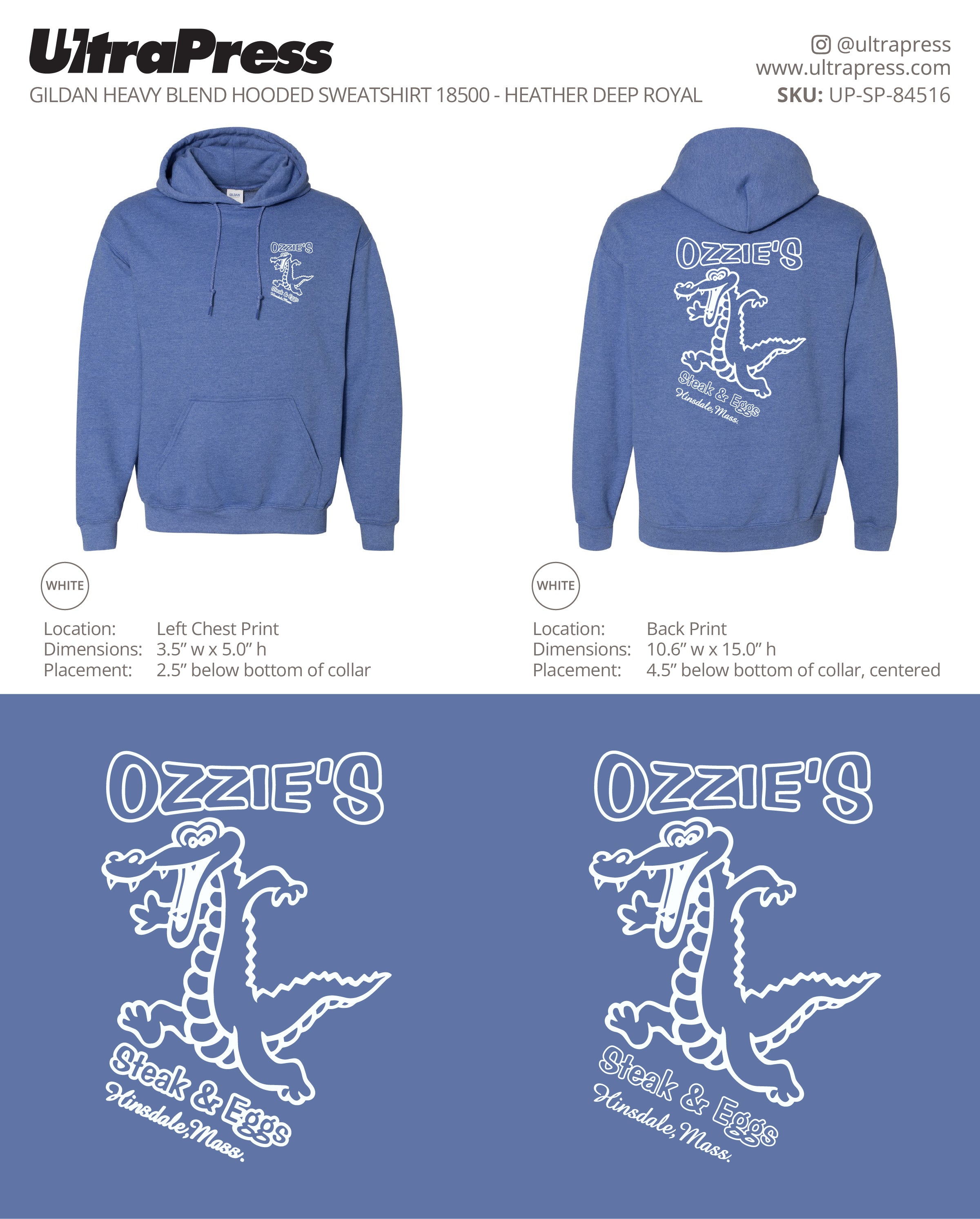 UP-SP-84516 Ozzie's Steak & Eggs Hoodies - Alan Lussier 50 Pieces Package Deal (Bulk)
