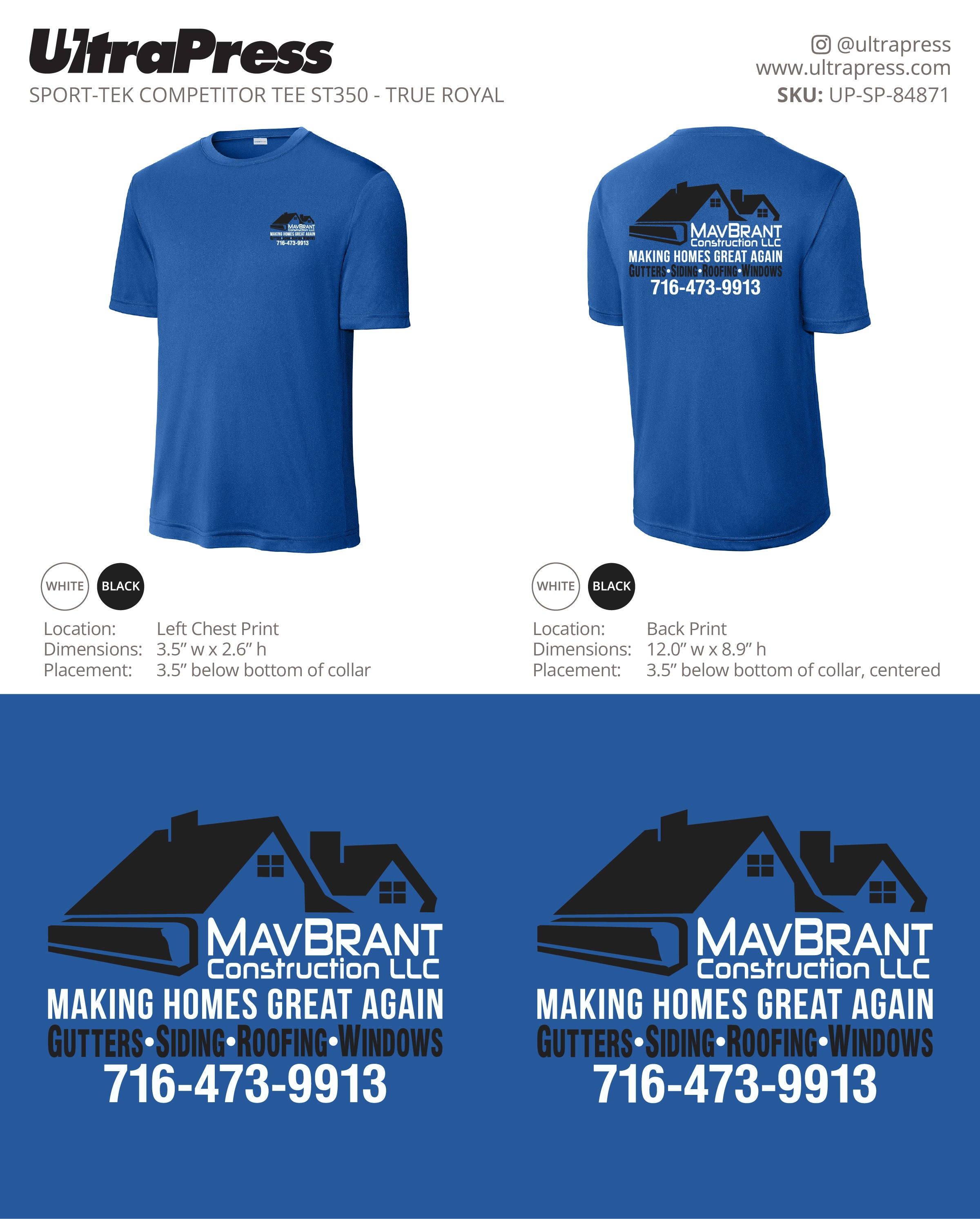 UP-SP-84871 MavBrant Construction LLC - Aaron Andrews 100 Min Qty (Bulk)