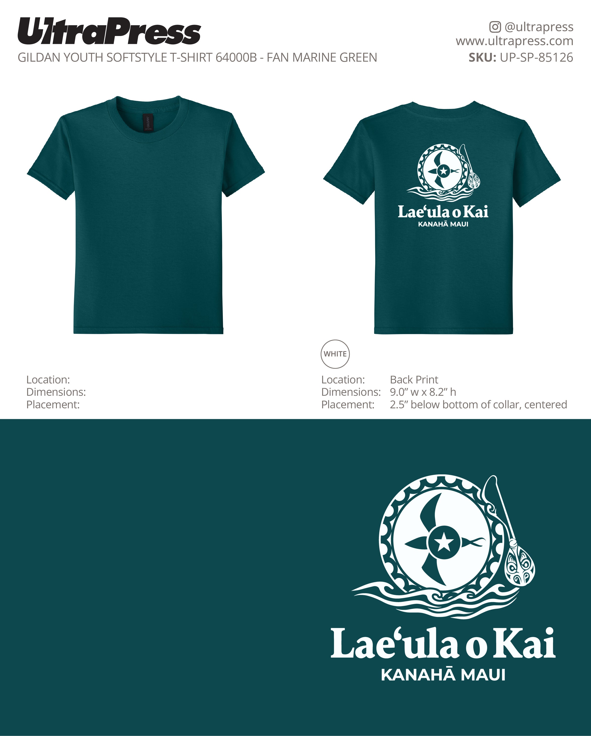UP-SP-85126 Lae ula o Kai Youth Shirt - Mari 100 Pieces Package Deal (Bulk)
