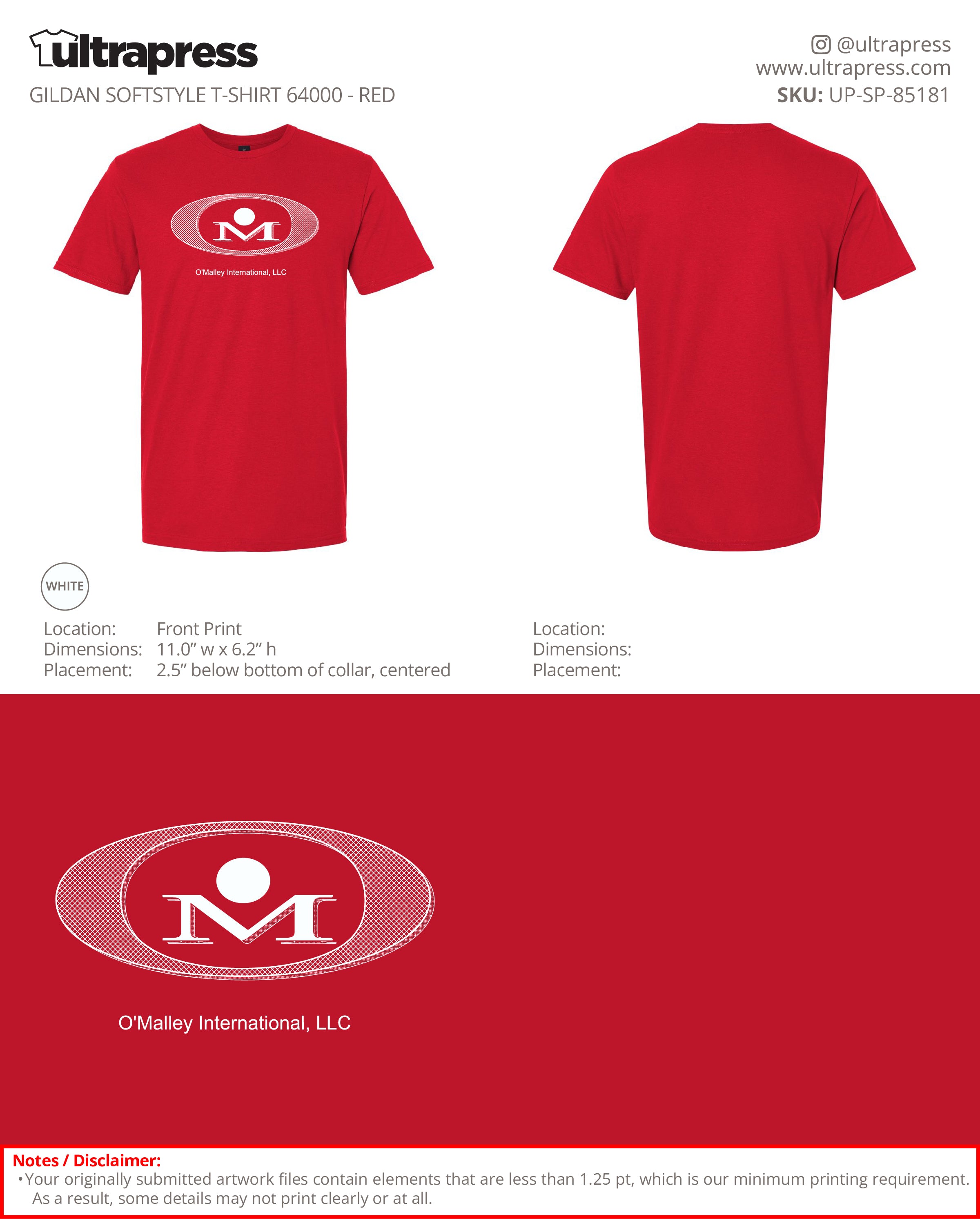 UP-SP-85181 O'Malley International (White Logo) - Daniel OMalley - 100 Min Qty - Package Deal (Bulk)