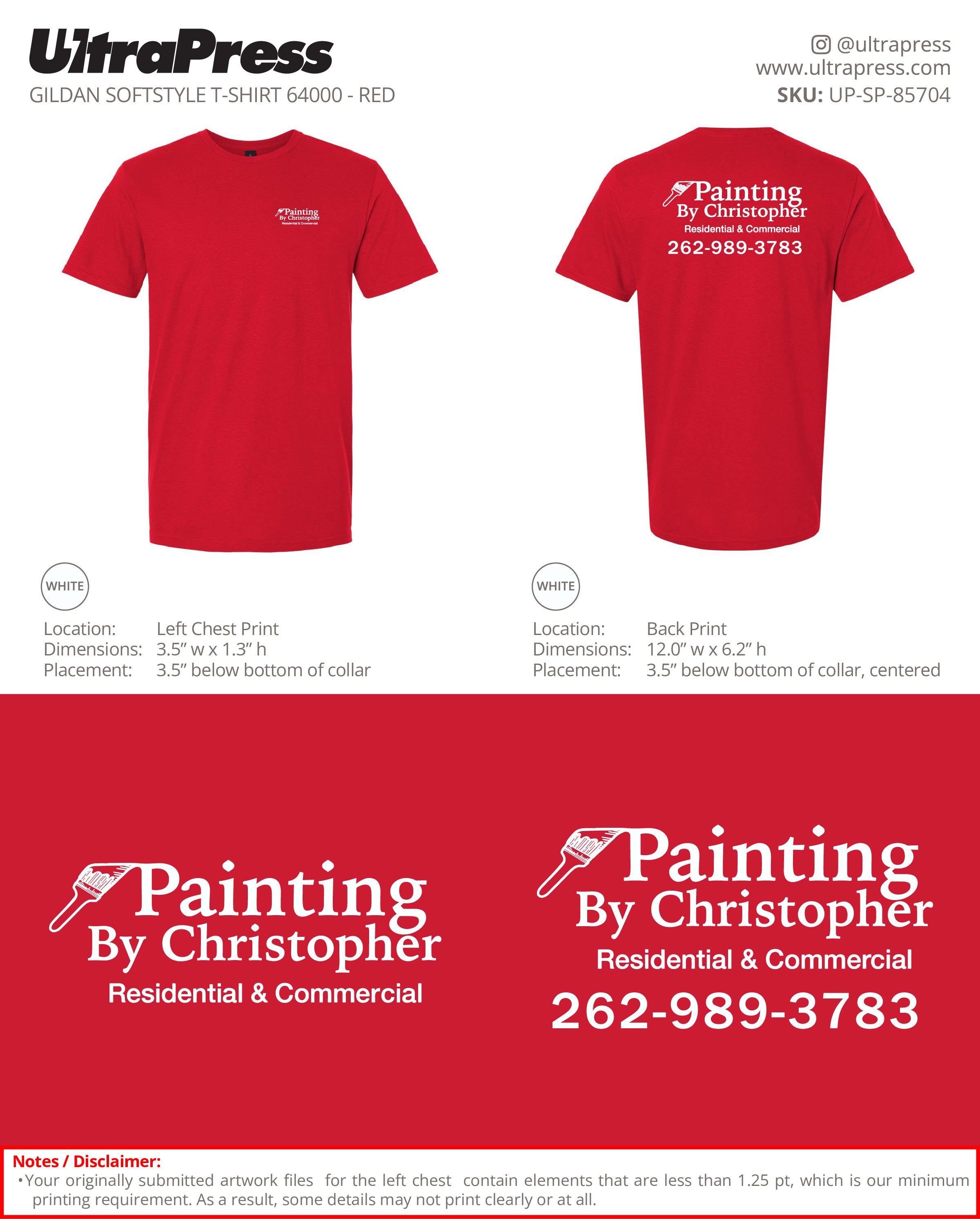 UP-SP-85704 Painting by Christopher (White Logo) - 50 Min Qty - Package Deal (Bulk)