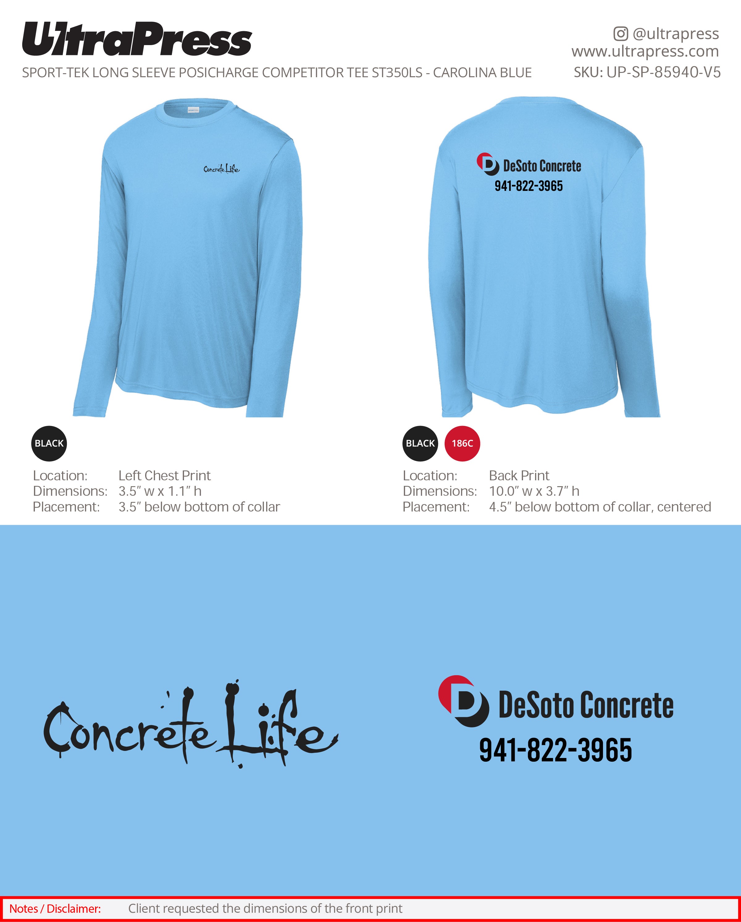 UP-SP-85940 DeSoto Concrete Dri Fit LS - Perla Nin - 72 Min Qty (Bulk)