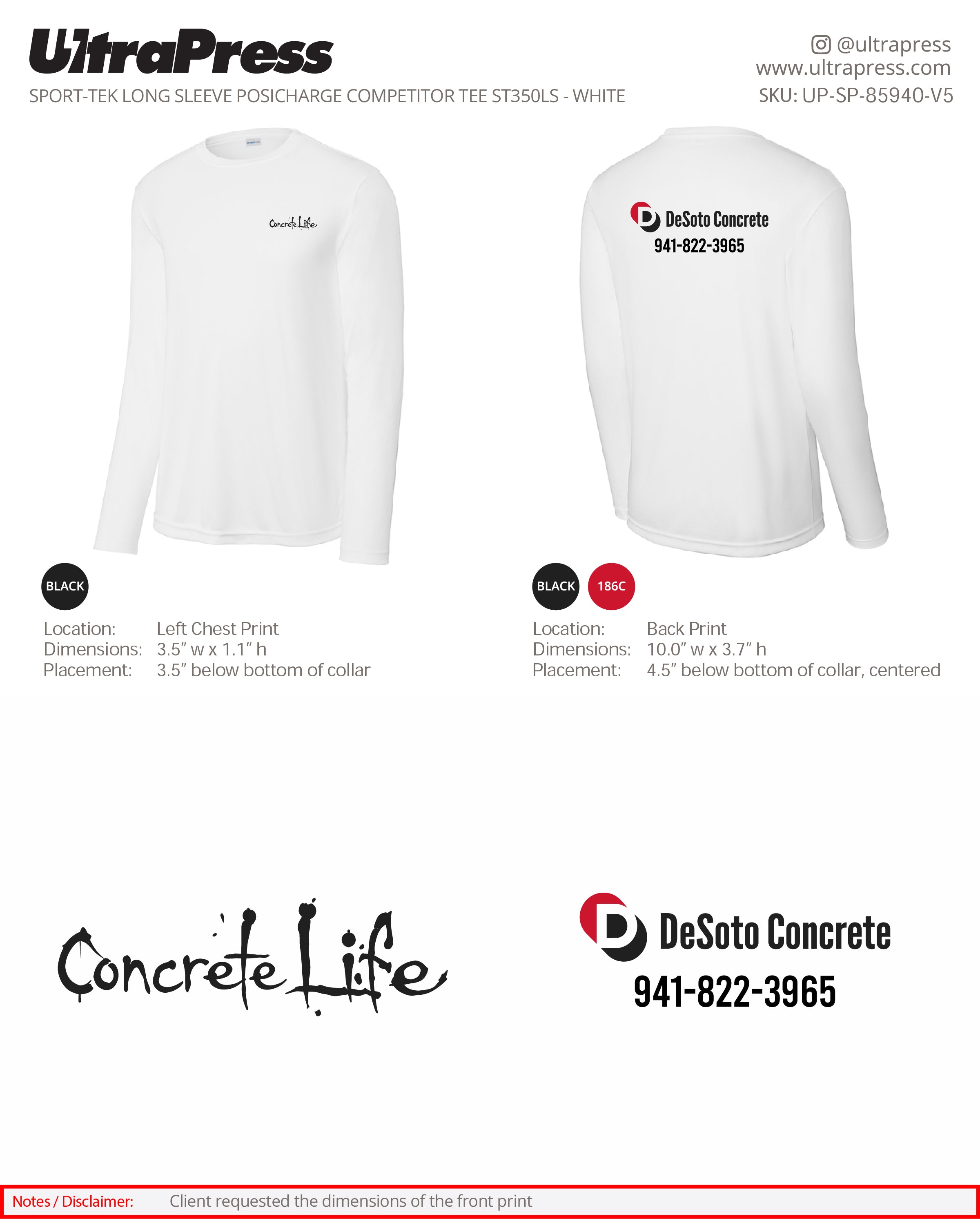 UP-SP-85940 DeSoto Concrete Dri Fit LS - Perla Nin - 72 Min Qty (Bulk)