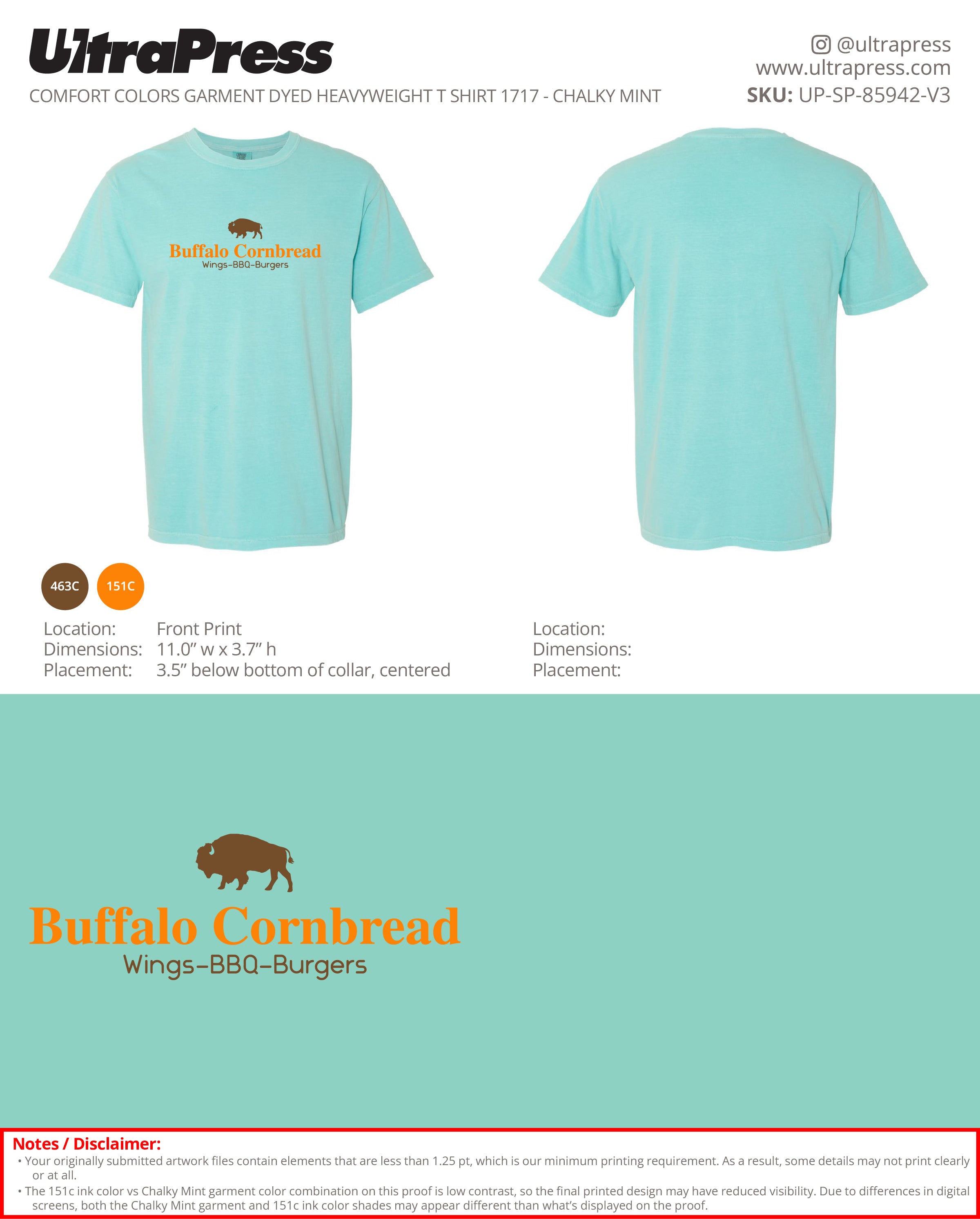 UP-SP-85942 Buffalo Cornbread Brown and Orange Ink - Jefferson Kilgore 100 Pieces Package Deal (Bulk)