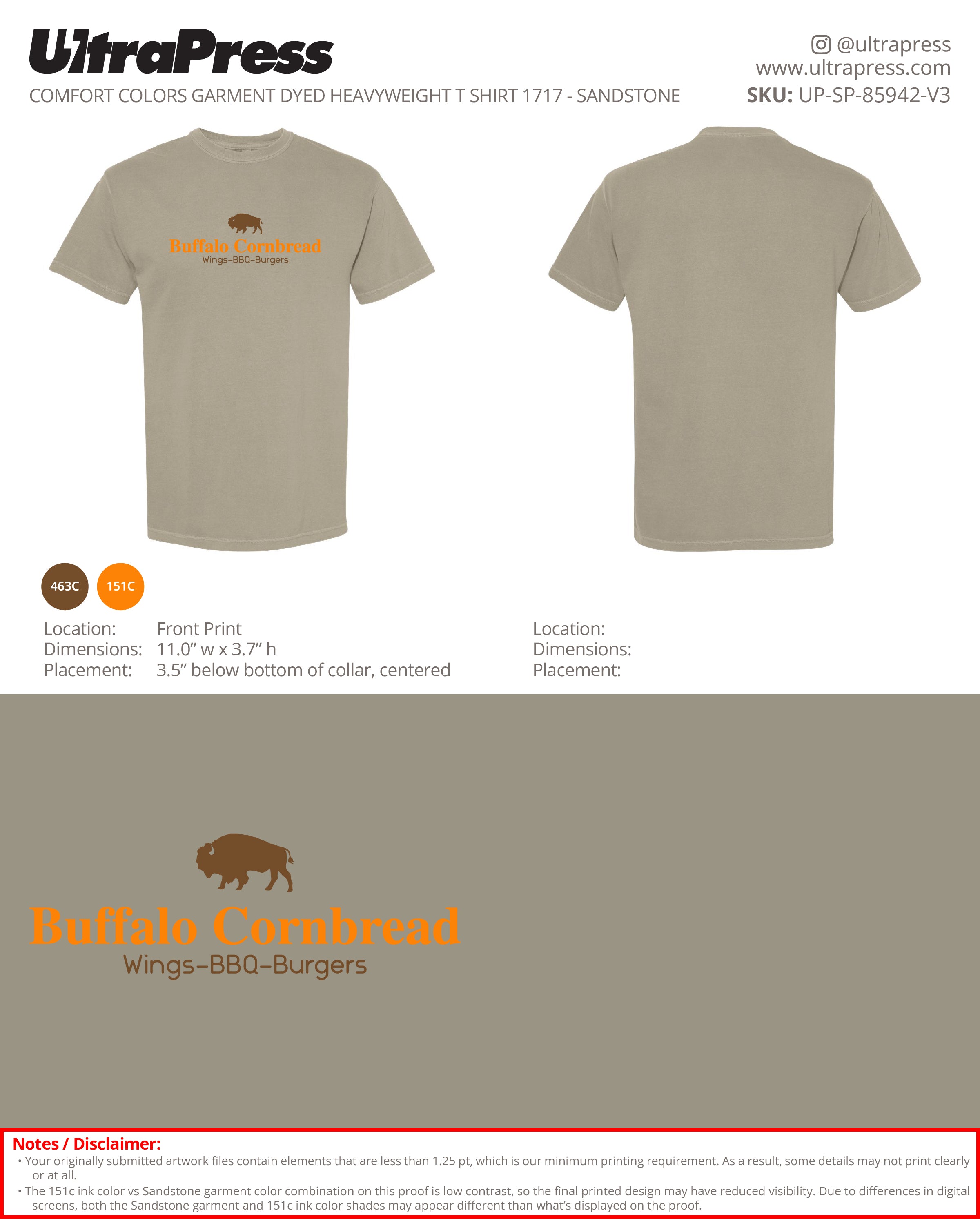 UP-SP-85942 Buffalo Cornbread Brown and Orange Ink - Jefferson Kilgore 100 Pieces Package Deal (Bulk)