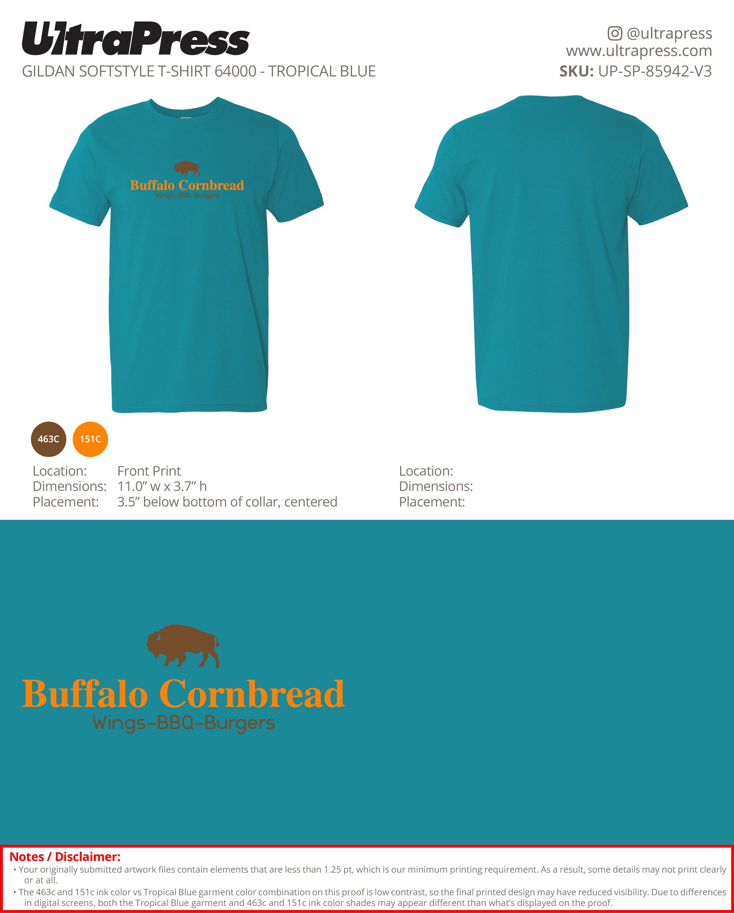 UP-SP-85942 Buffalo Cornbread Brown and Orange Ink - Jefferson Kilgore 100 Pieces Package Deal (Bulk)