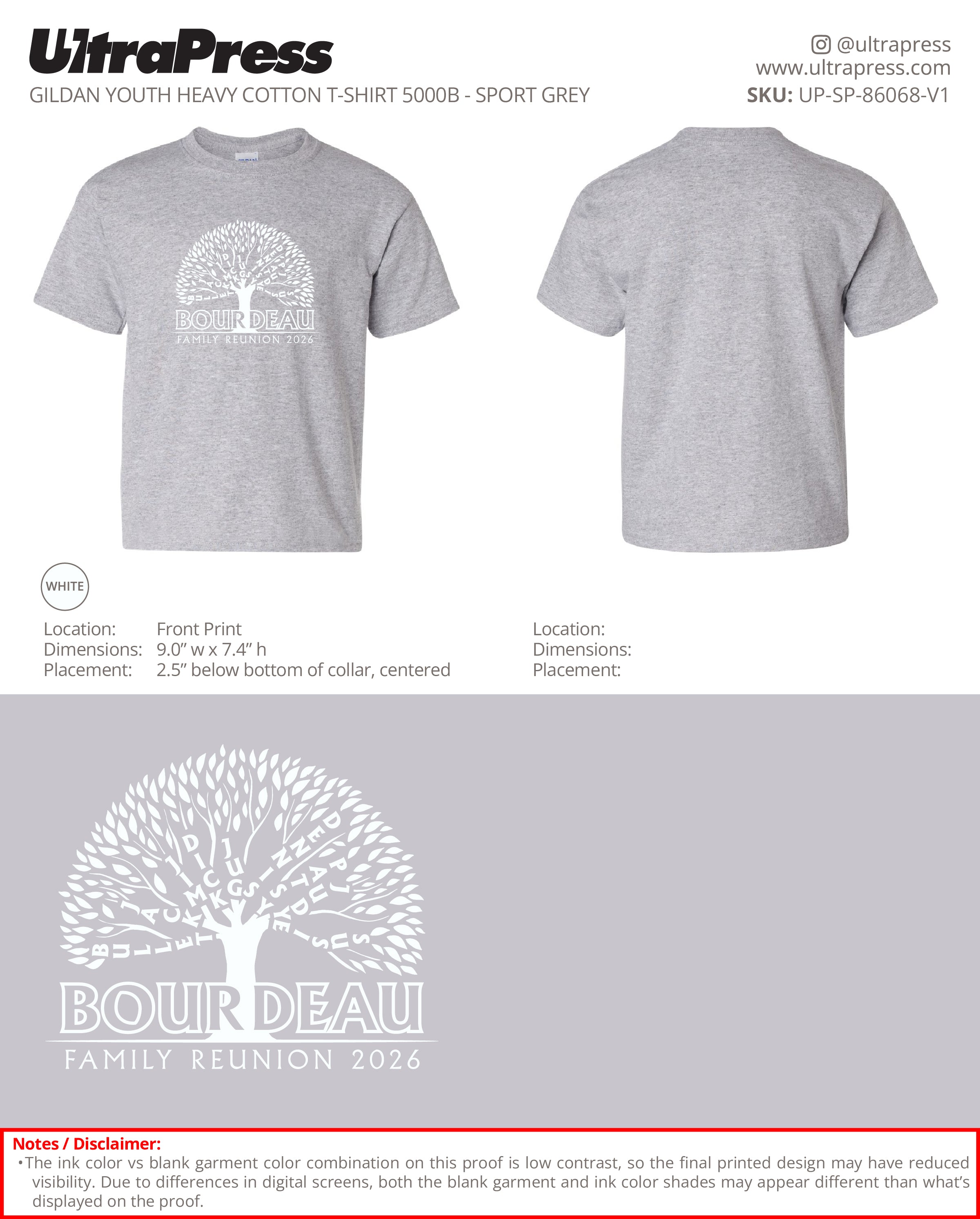 UP-SP-86068 Bourdeau Family Reunion 2026 - Michelle Smith 100 Min Qty (Bulk)