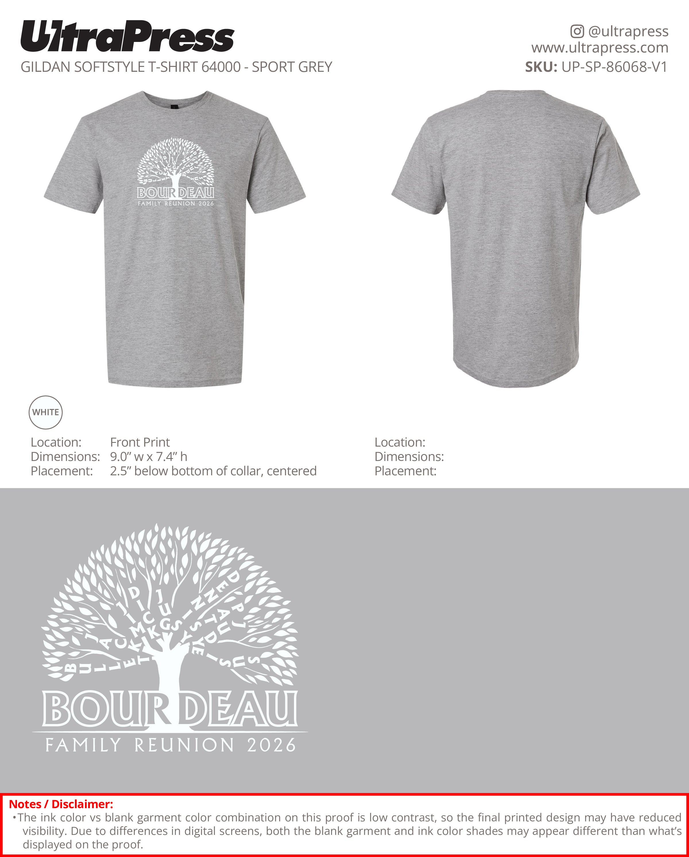 UP-SP-86068 Bourdeau Family Reunion 2026 - Michelle Smith 100 Min Qty (Bulk)