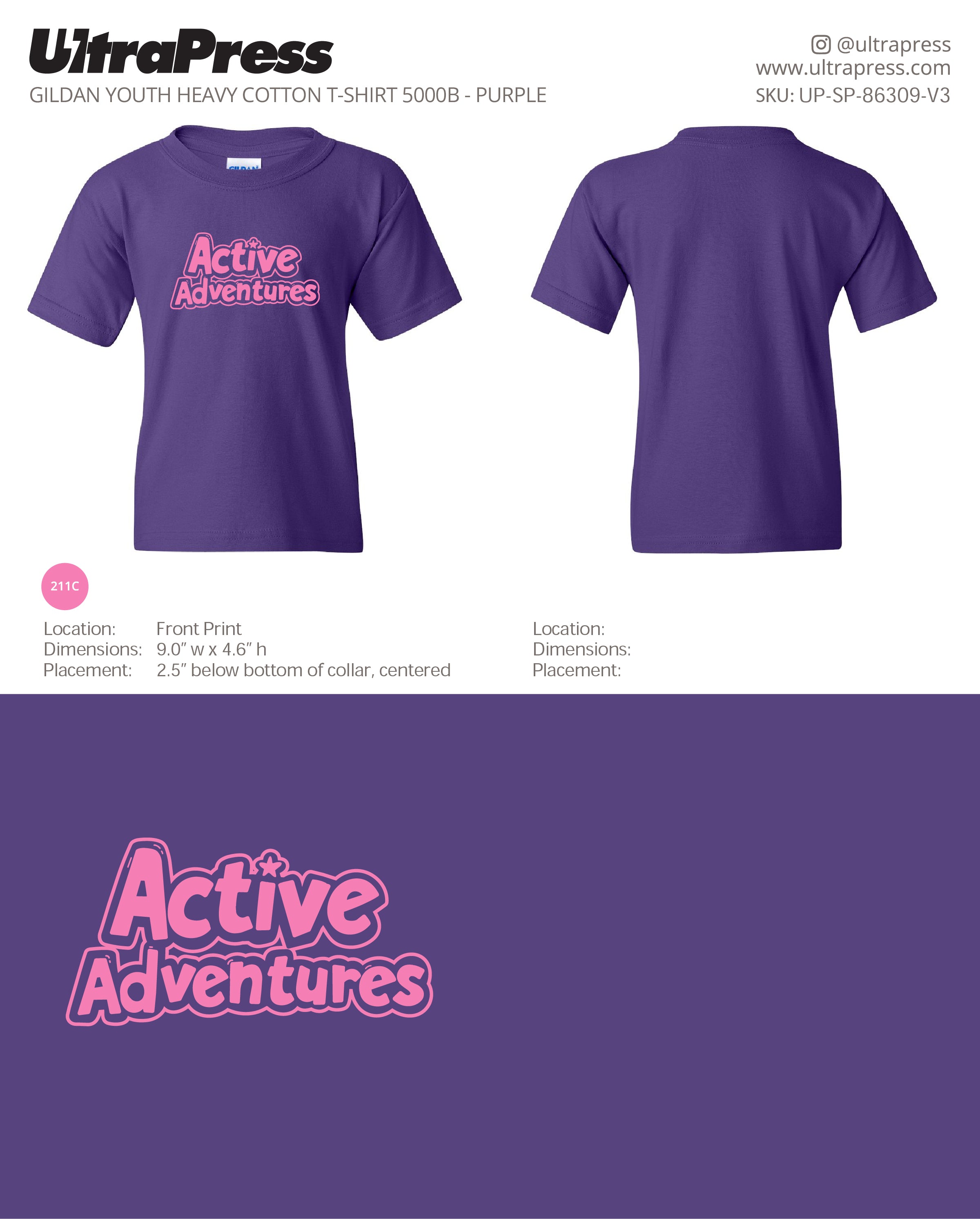 UP-SP-86309 Active Adventures (Pink Logo) YOUTH - Elizabeth Barthel - 100 Min Qty - Package Deal (Bulk)