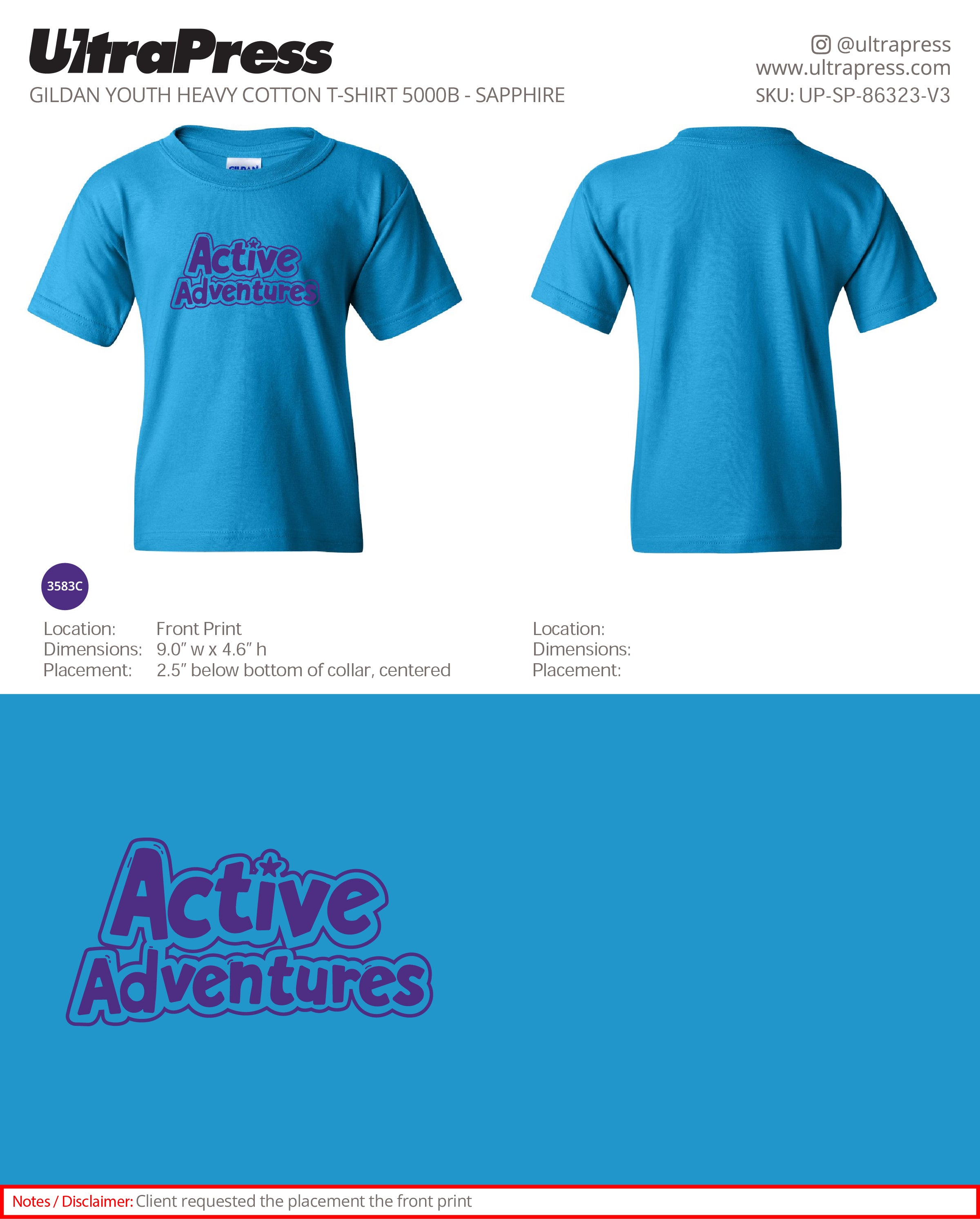 UP-SP-86323 Active Adventures (Purple Logo) YOUTH - Elizabeth Barthel - 100 Min Qty - Package Deal (Bulk)
