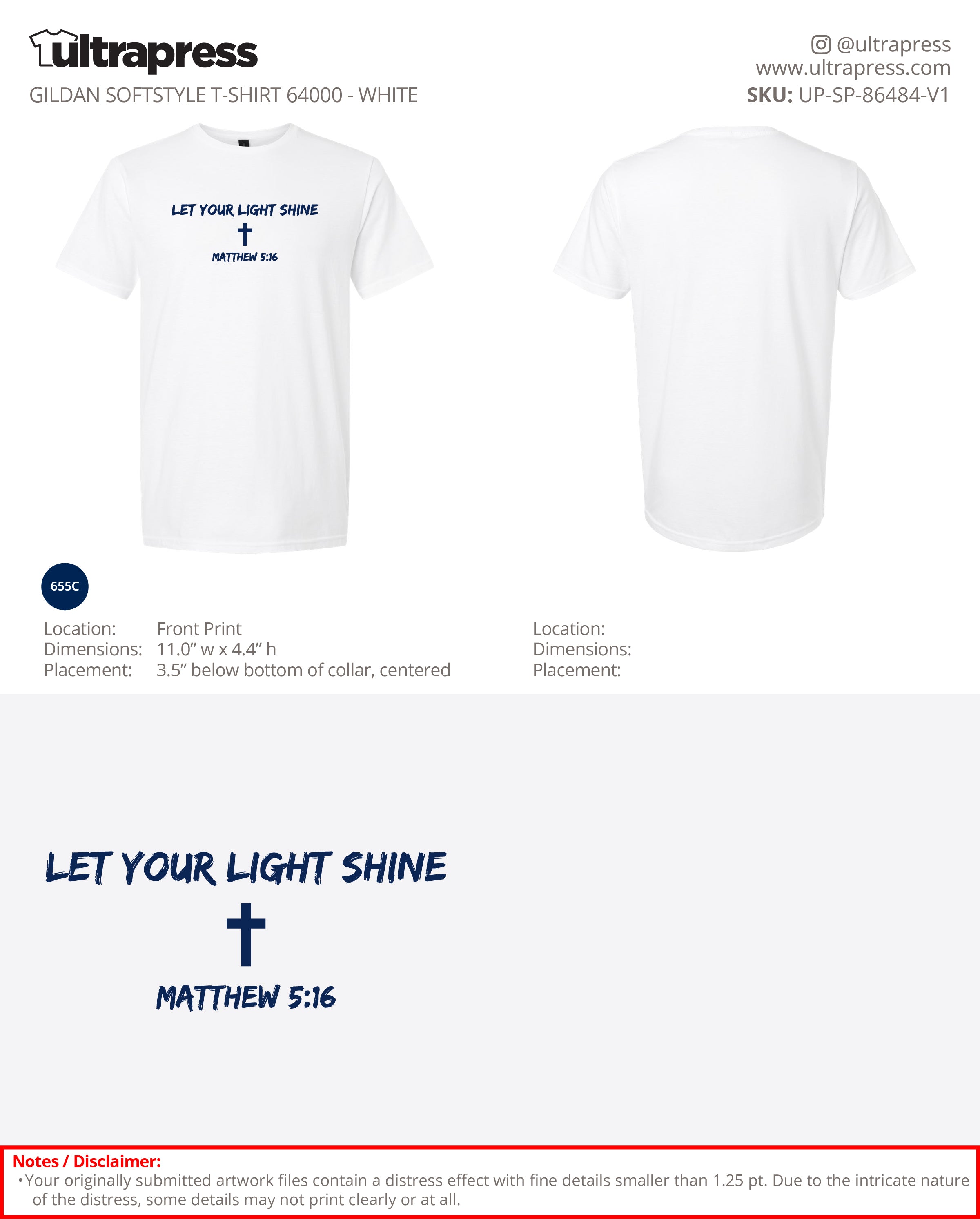 UP-SP-86484 Matthew 5:16 (White Shirt) - First Watch Foundation - 100 Min Qty - Package Deal (Bulk)