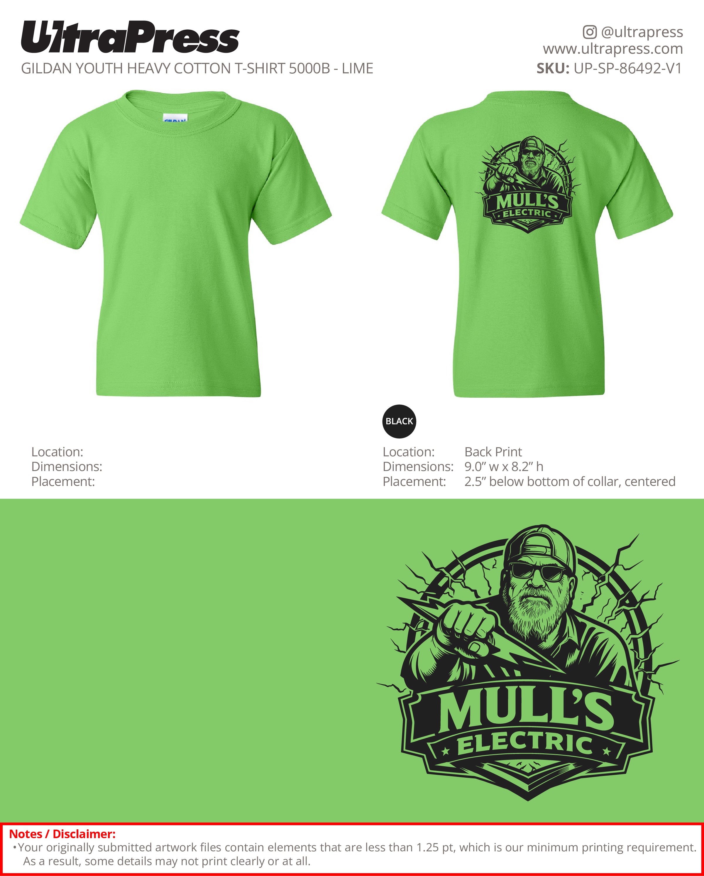 UP-SP-86492 Mull's Electric Youth Shirts - Jeffrey Mull - 50 Min Qty - Package Deal (Bulk)