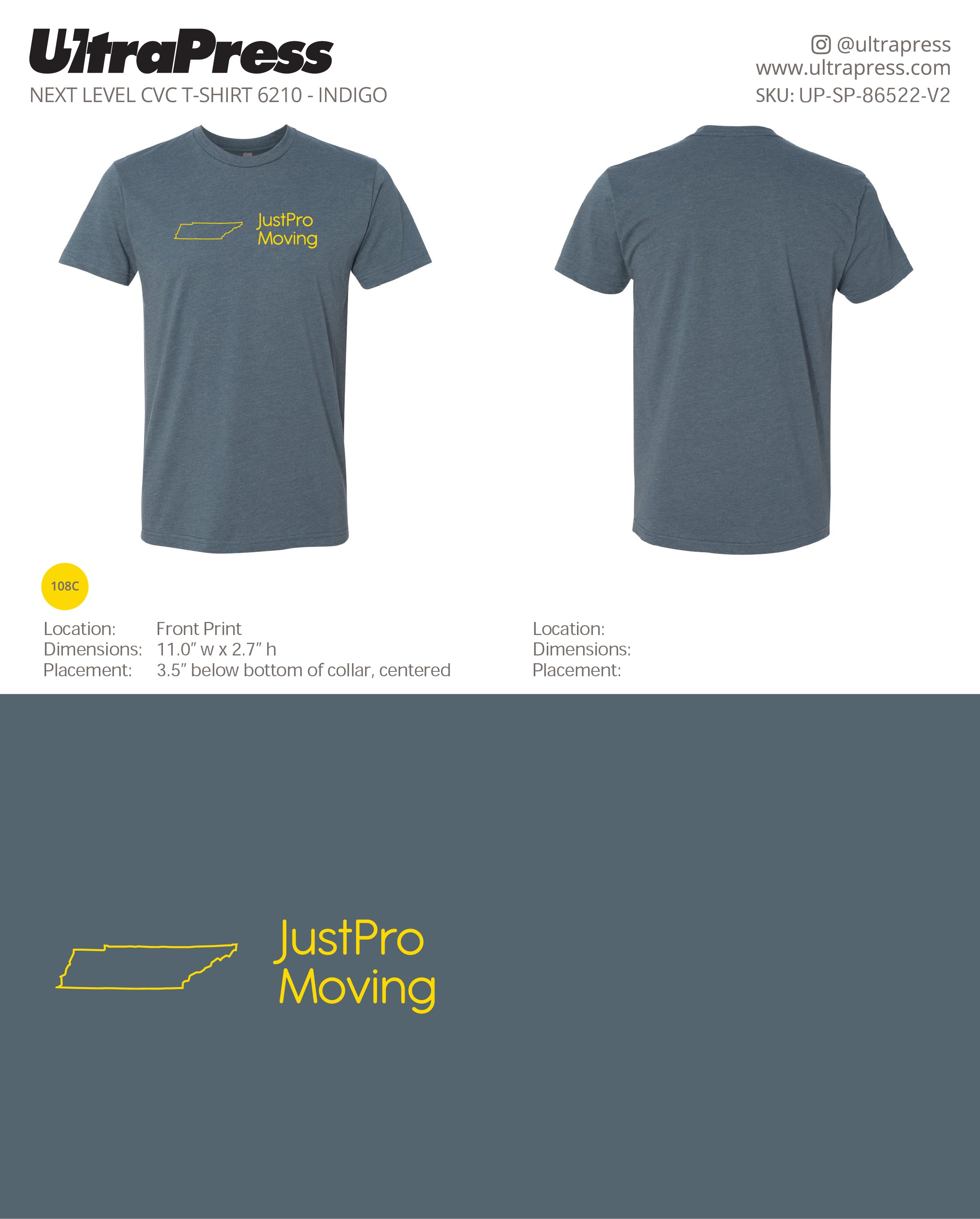 UP-SP-86522 JustPro TN Yellow Logo - Irina Iovitsa - 100 Min Qty - Package Deal (Bulk)