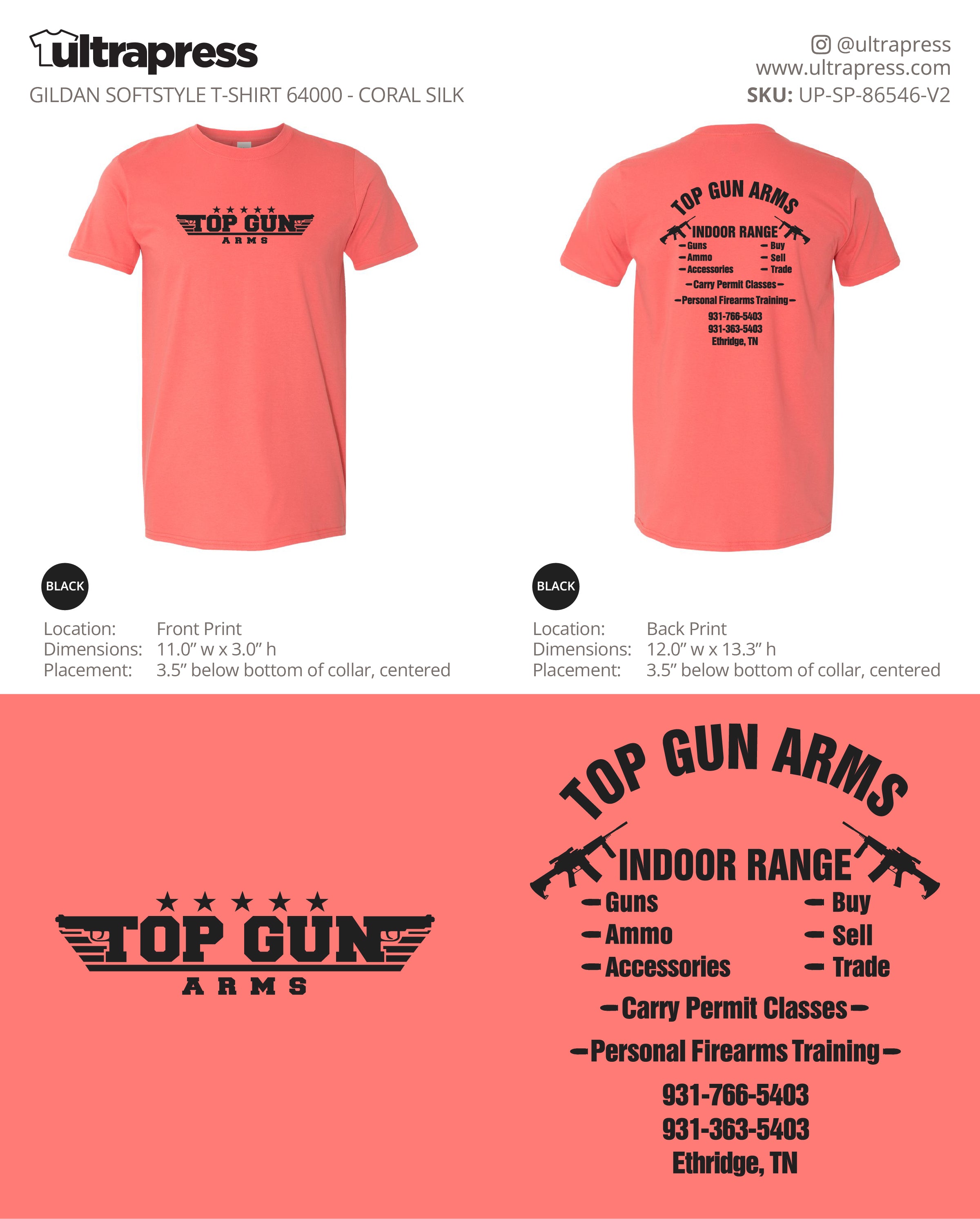 UP-SP-86546 Top Gun Arms Gildan SoftStyle Shirts - Jonathon Weigel - 100 Min Qty - Package Deal (Bulk)