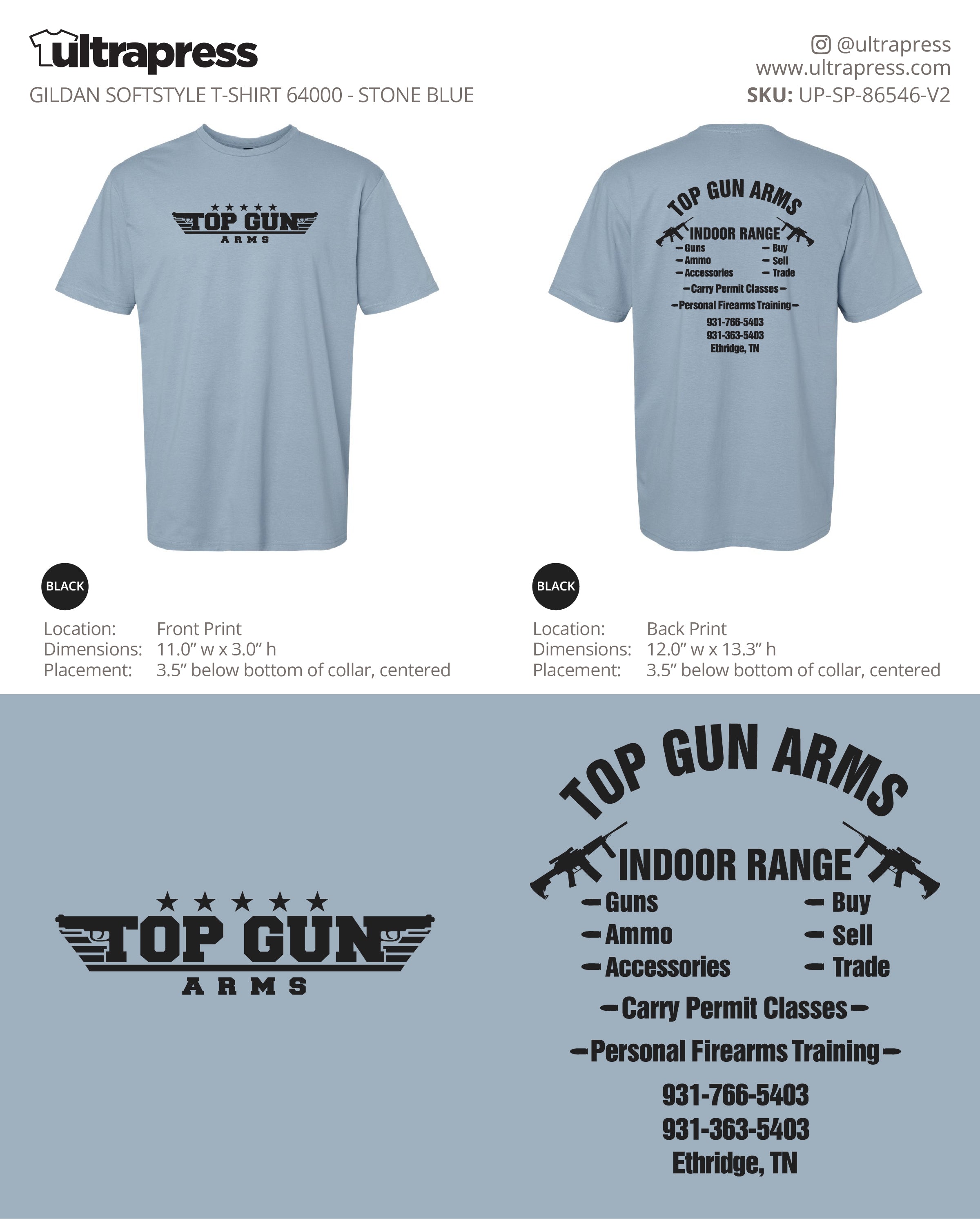 UP-SP-86546 Top Gun Arms Gildan SoftStyle Shirts - Jonathon Weigel - 100 Min Qty - Package Deal (Bulk)