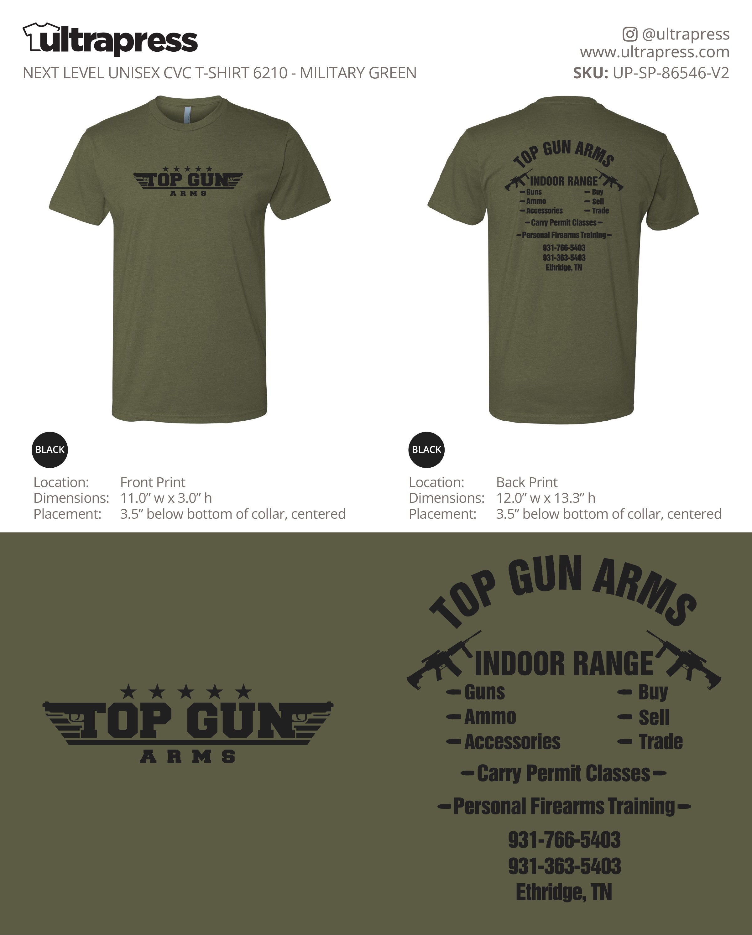 UP-SP-86546 Top Gun Arms Next Level CVC Shirts - Jonathon Weigel - 50 Min Qty - Package Deal (Bulk)