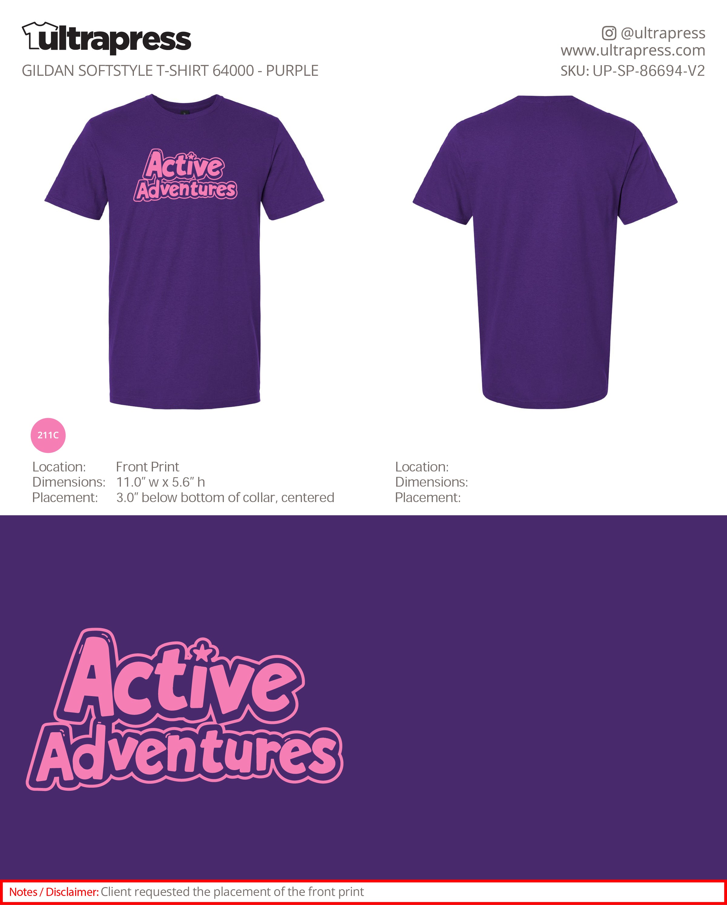 UP-SP-86694 Active Adventures (Pink Logo) ADULT - Elizabeth Barthel - 100 Min Qty - Package Deal (Bulk)