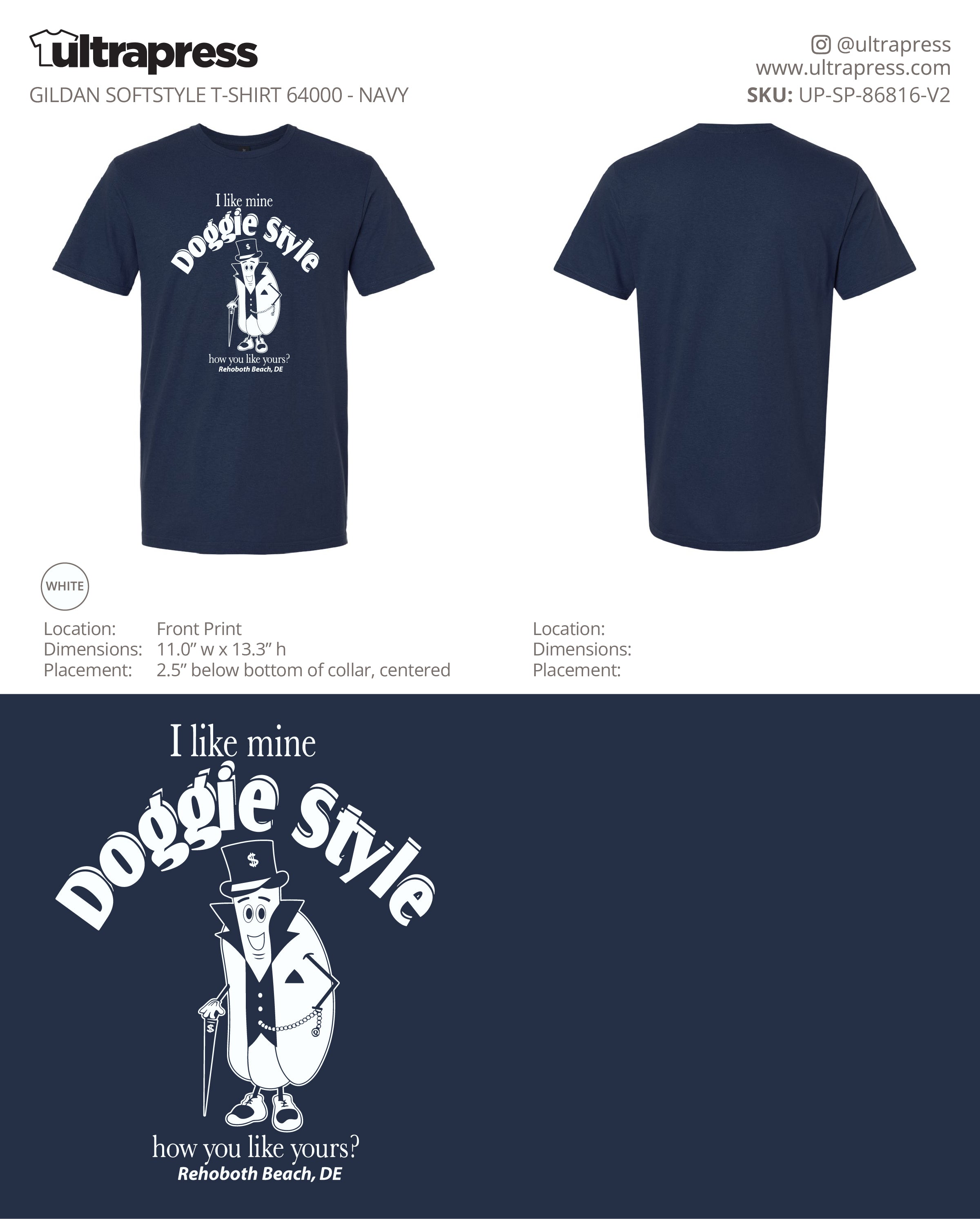 UP-SP-86816 Doggie Style (White Logo) - Javier Q. - 100 Min Qty - Package Deal (Bulk)