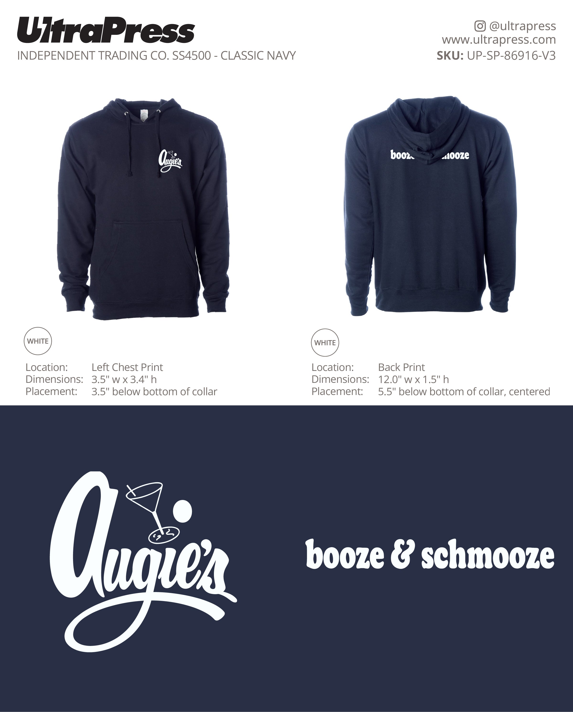 UP-SP-86916 Augie's Chicago Throwback Logo Hoodies - Isabelle Nigro - 24 Min Qty (Bulk)