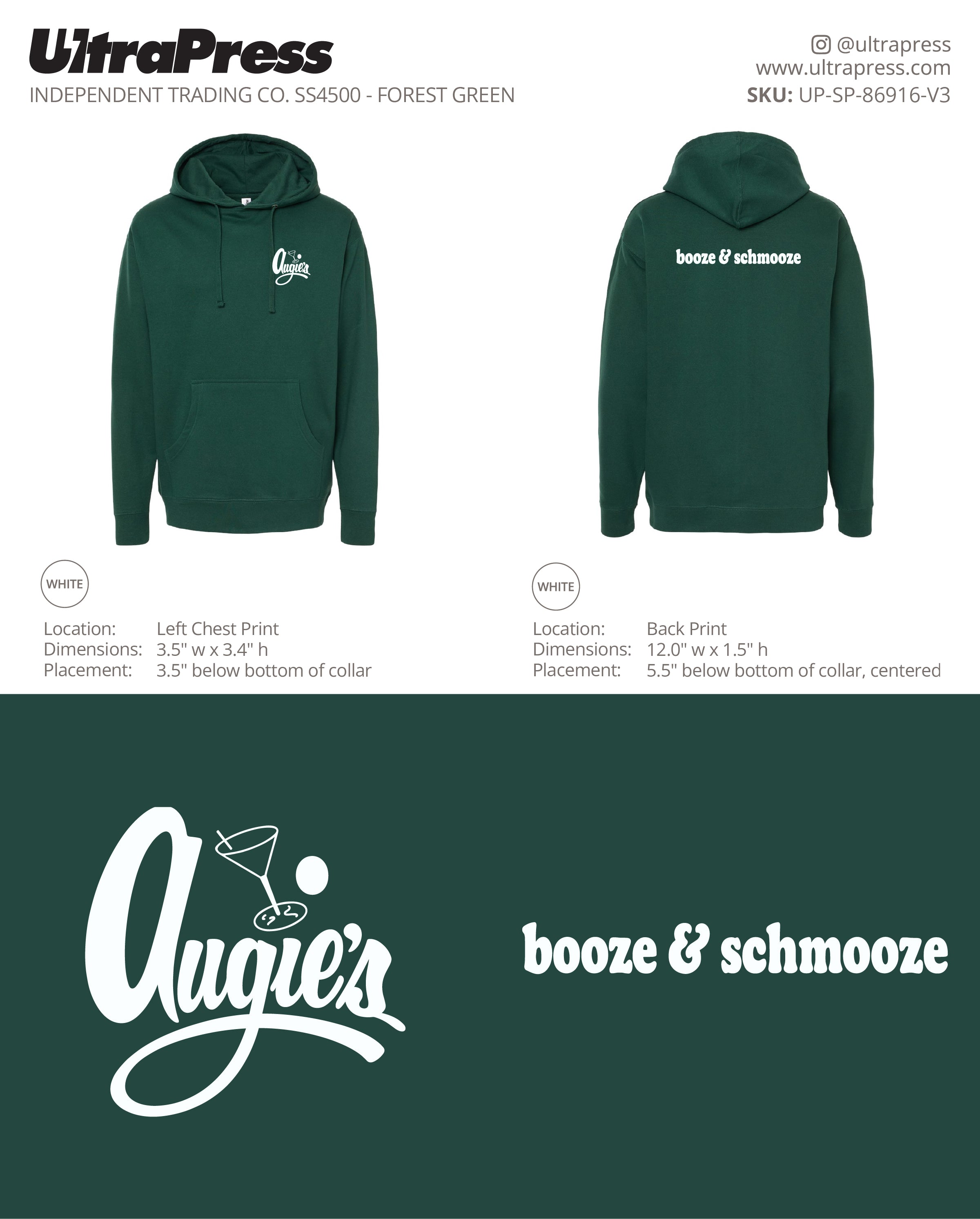 UP-SP-86916 Augie's Chicago Throwback Logo Hoodies - Isabelle Nigro - 24 Min Qty (Bulk)