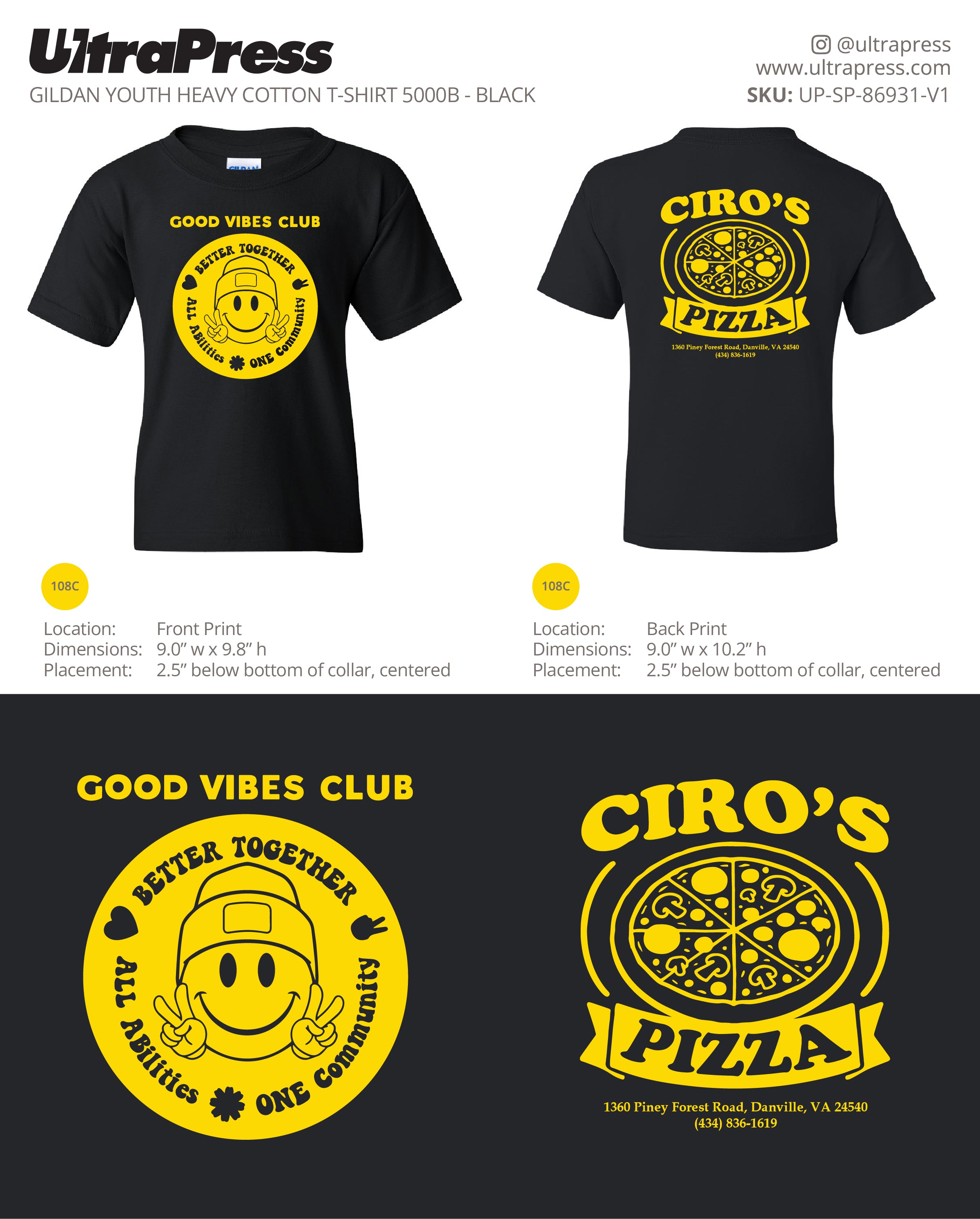 UP-SP-86931 Ciro's Pizza YOUTH - Ciro Aversano 100 Min Qty (Bulk)