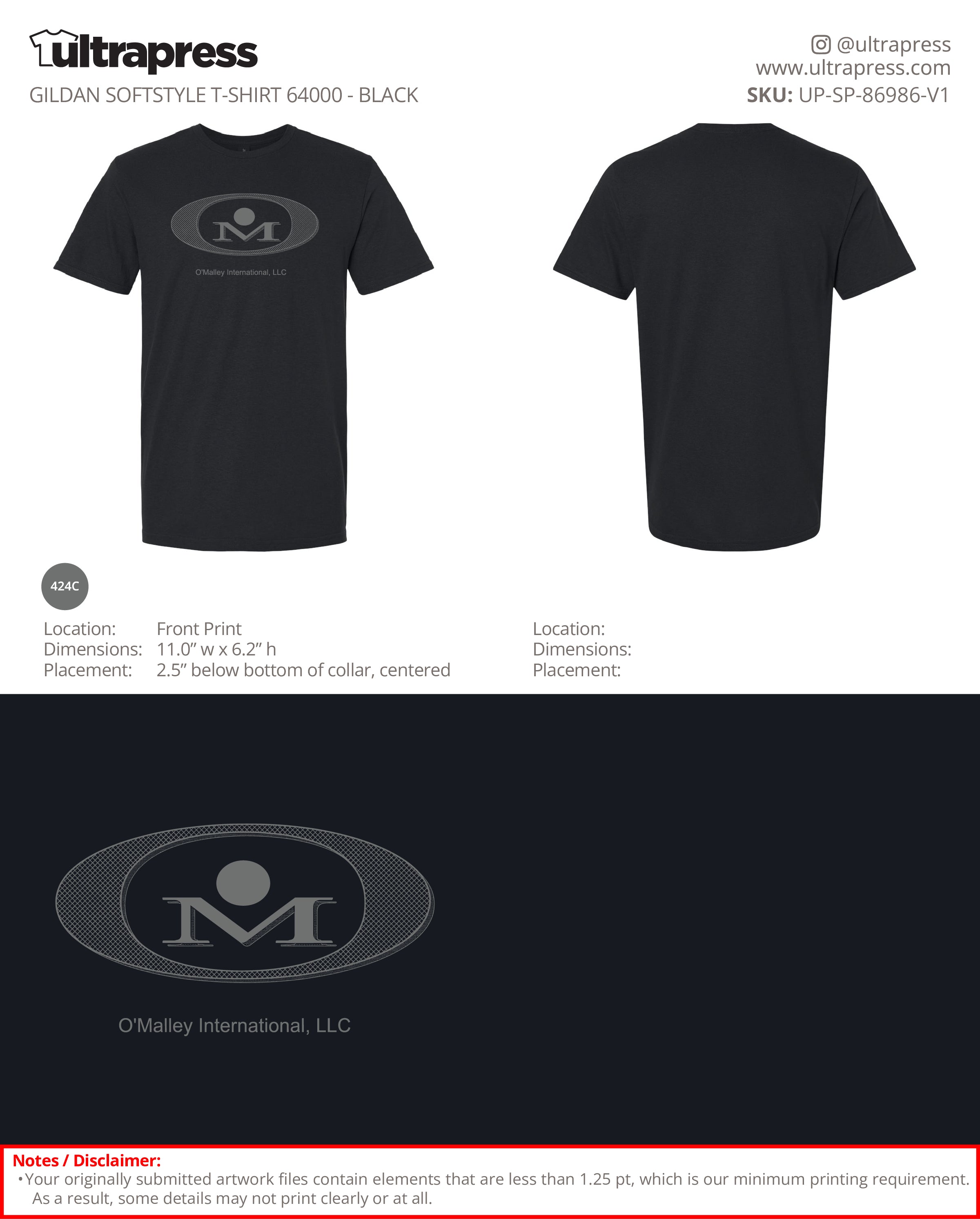 UP-SP-86986 O'Malley International (Grey Logo) - Daniel O'Malley - 100 Min Qty - Package Deal (Bulk)